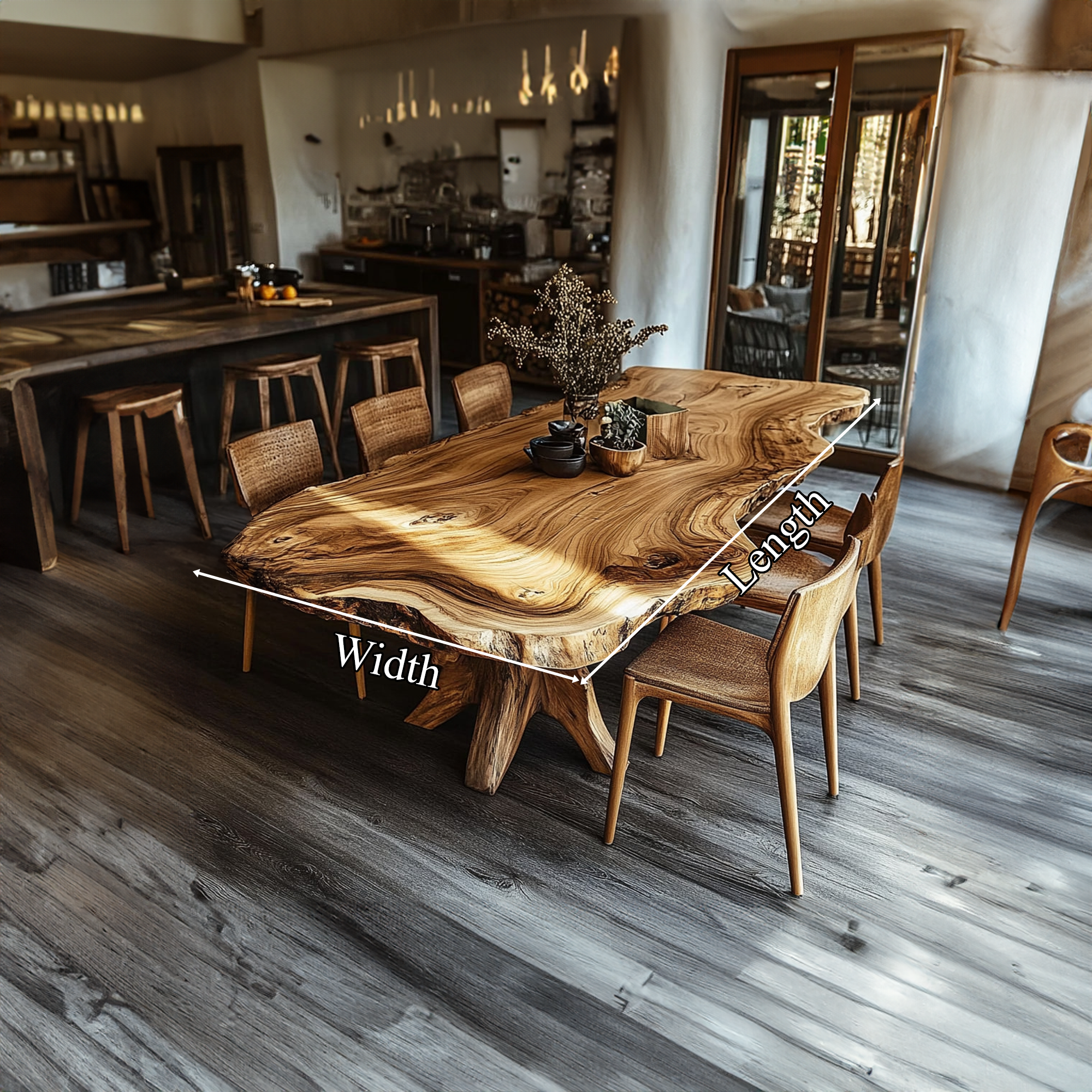 Live Edge Dining Table Handmade Natural For Kitchen SINLKIDT144