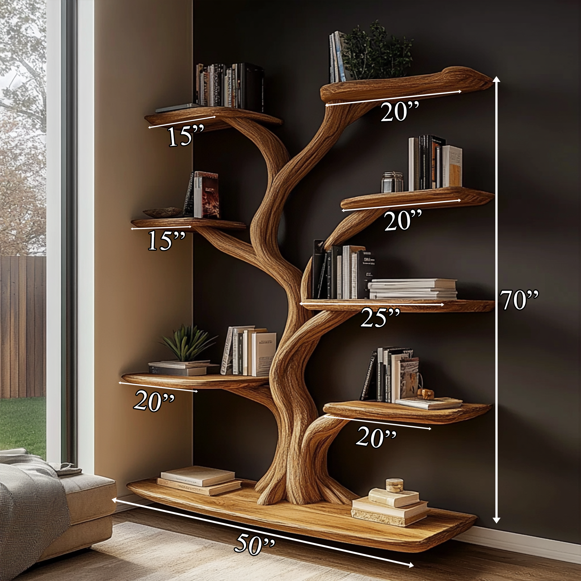 Rustic Christmas Tree Wall Shelf Living Room SINLKITB590