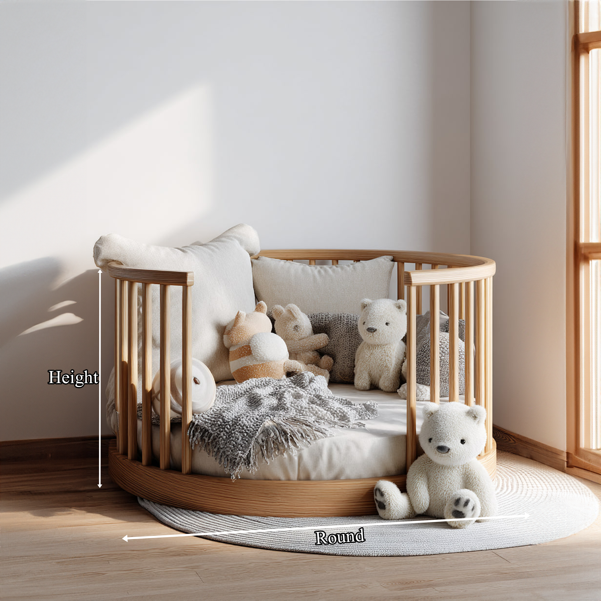 Mid Century Round Daybed Nursery Bedroom SINLKIWB52