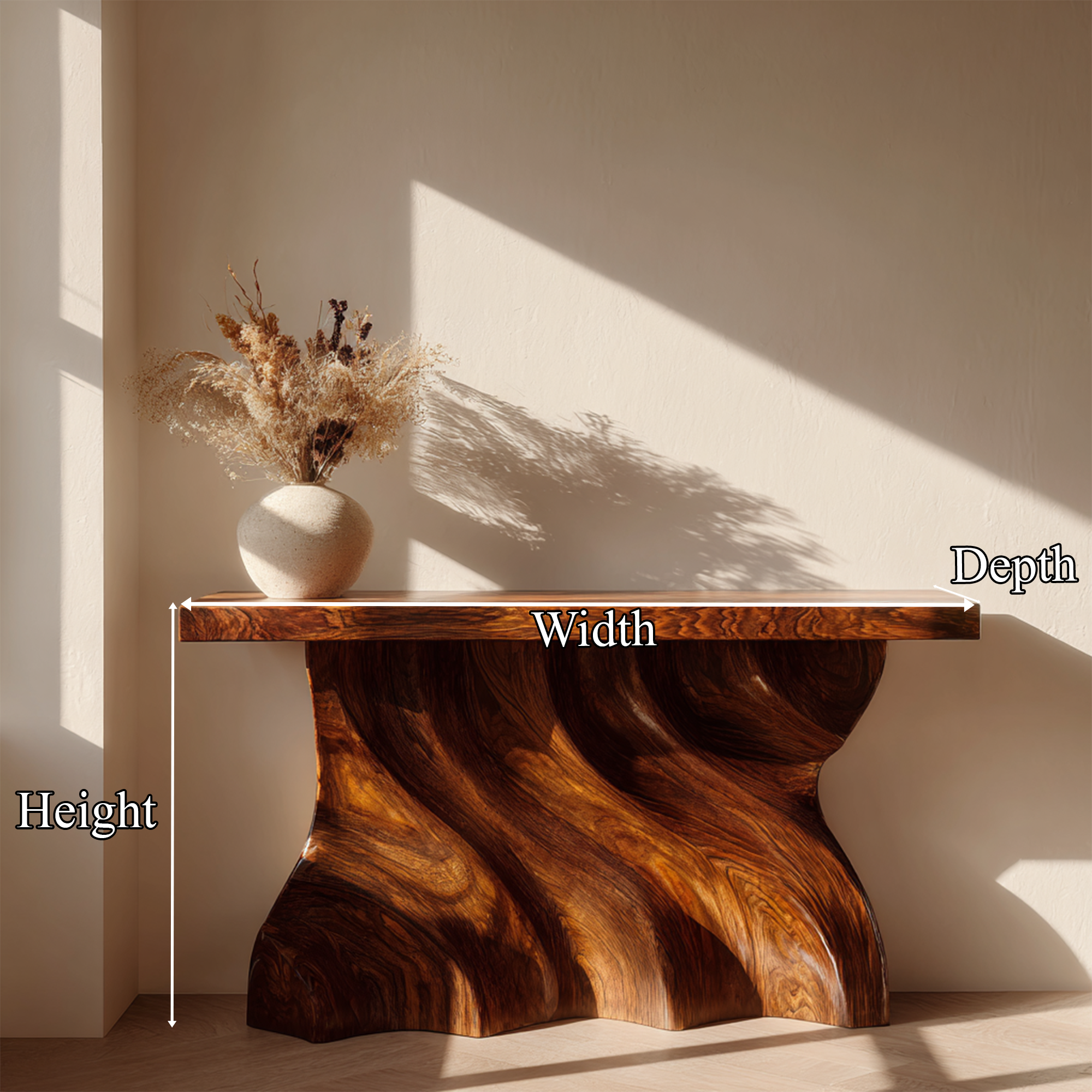 Midcentury Console Table Sculpted Wave Base Entryway Display SINLKICS404