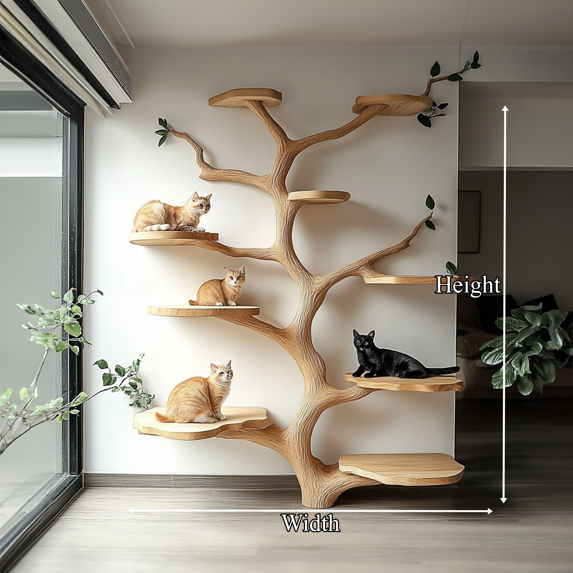 Scandinavian Cat Tree Multi-Level Climbing Shelf For Modern Interiors SINLKITT092