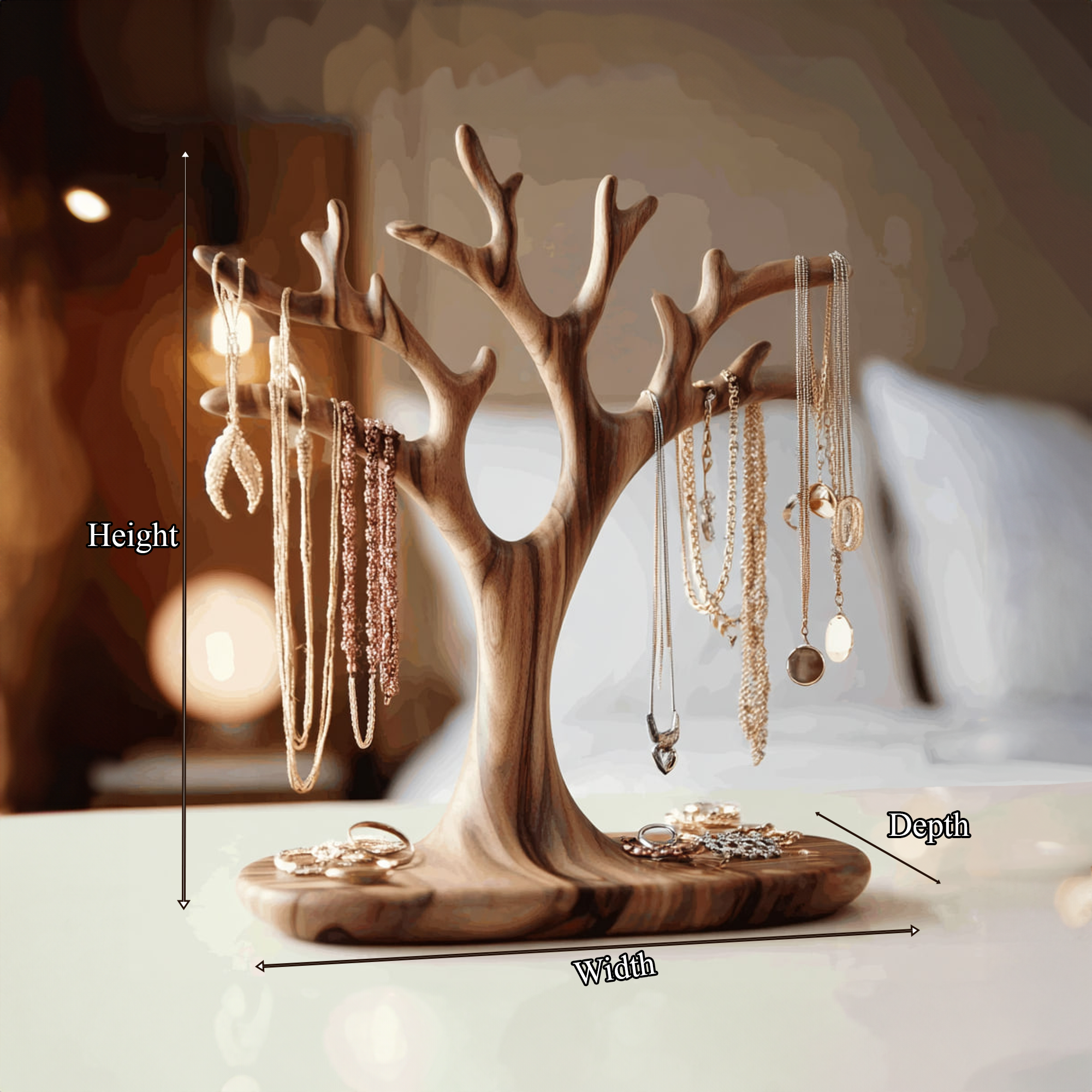 Organic Solid Walnut Jewelry Tree Organizer Stand SINLKITJR006