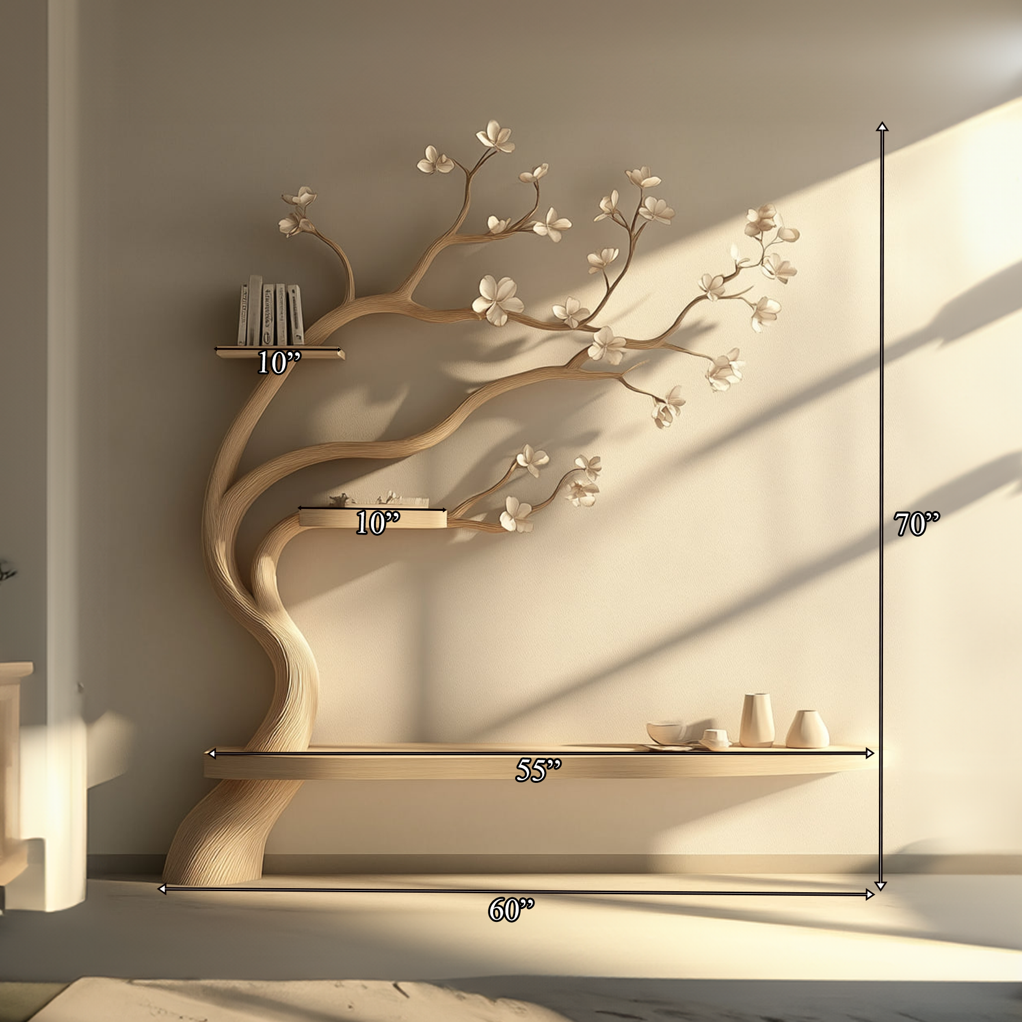 Rustic Organic Tree Branch Display Shelf Living Room Or Entryway SINLKITB506