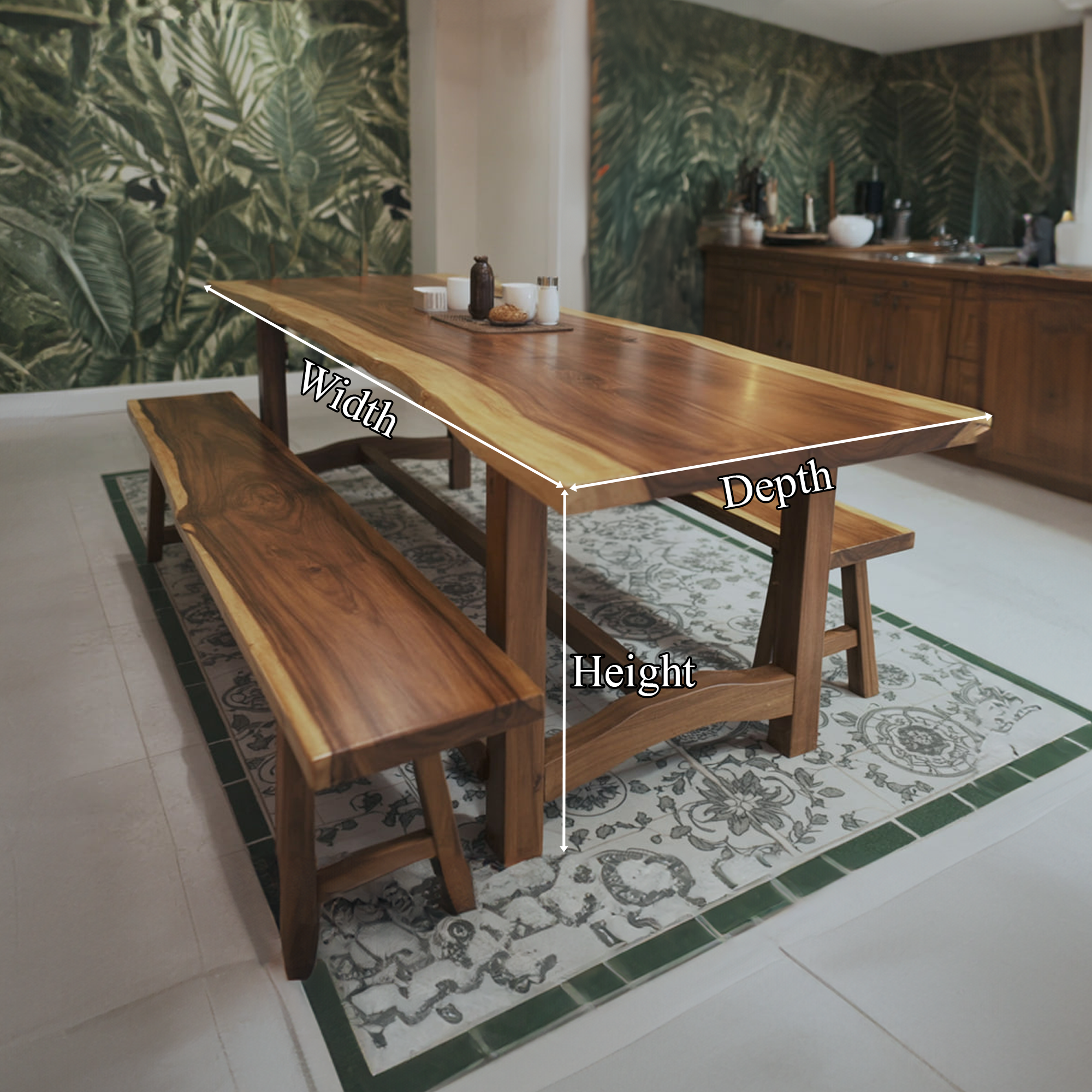 Rustic Live Edge Dining Table Handmade SINLSDTS132