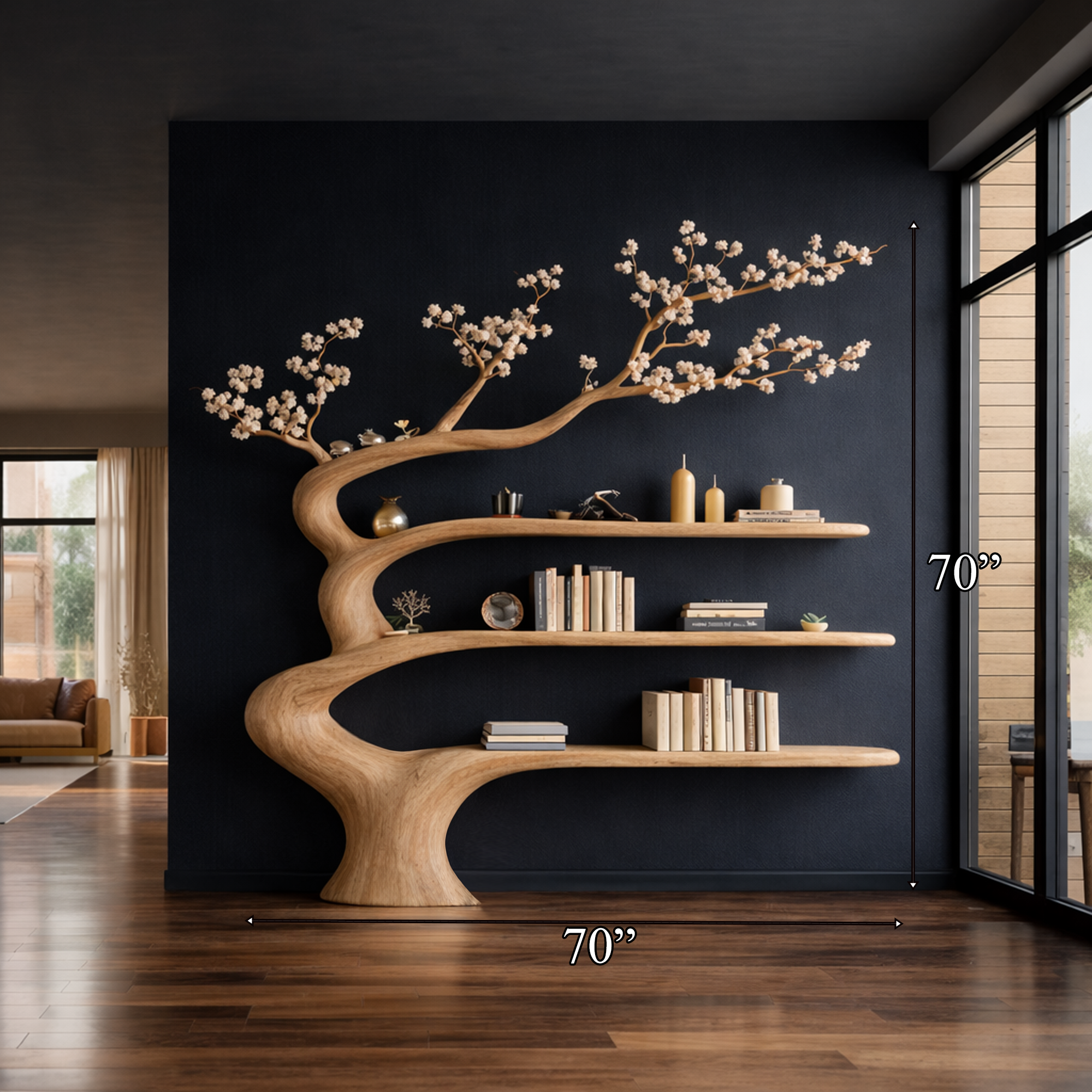 Midcentury Wooden Tree Bookshelf Home Decor SINLKITB623