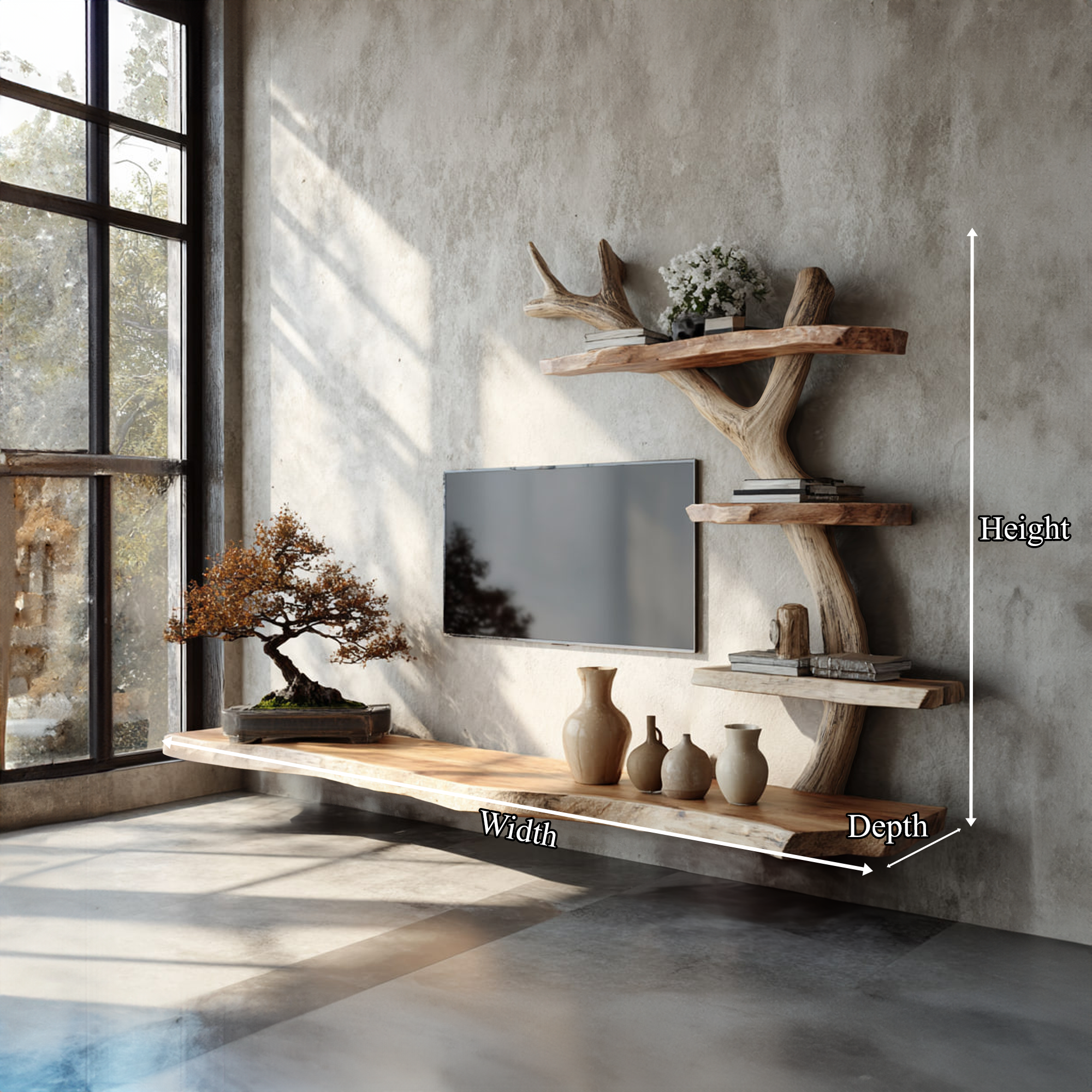 Rustic Branch TV Stand Living Room SINLKITB338
