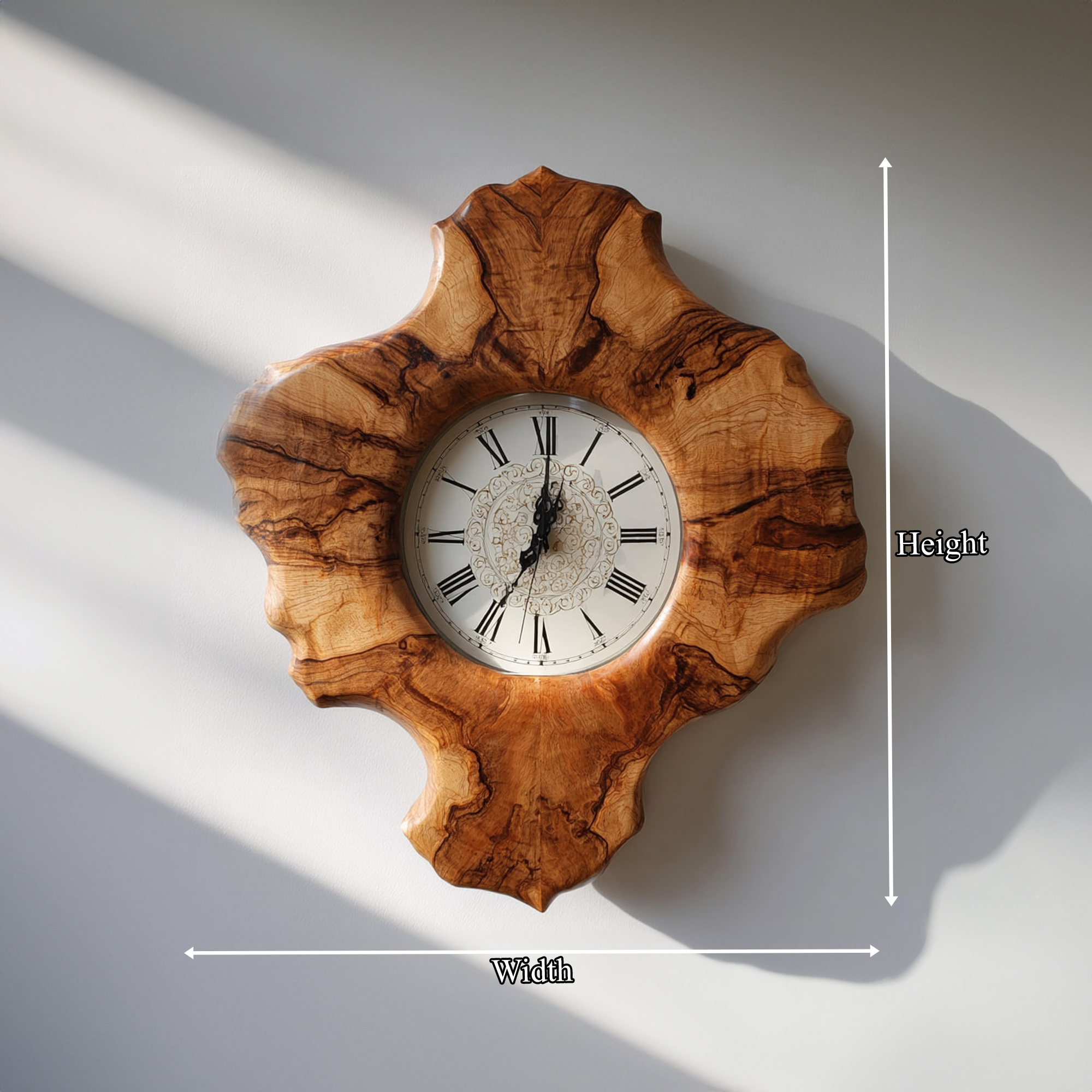 Rustic Organic Sculpted Wood Wall Clock Kitchen Or Entryway Decor SINLKICK006