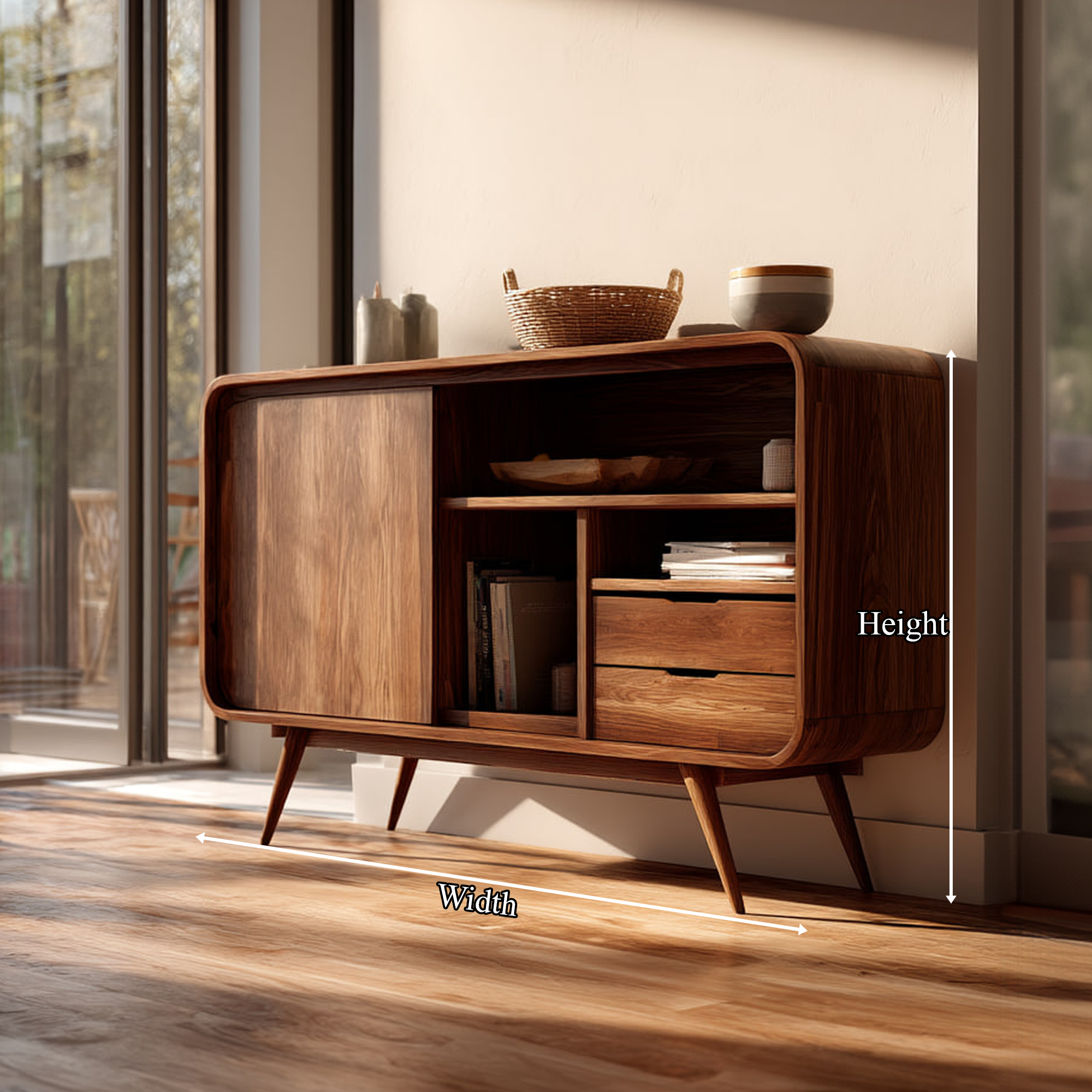 Mid Century Wooden Storage Sideboard Dining Room Or Kitchen SINLKISC262