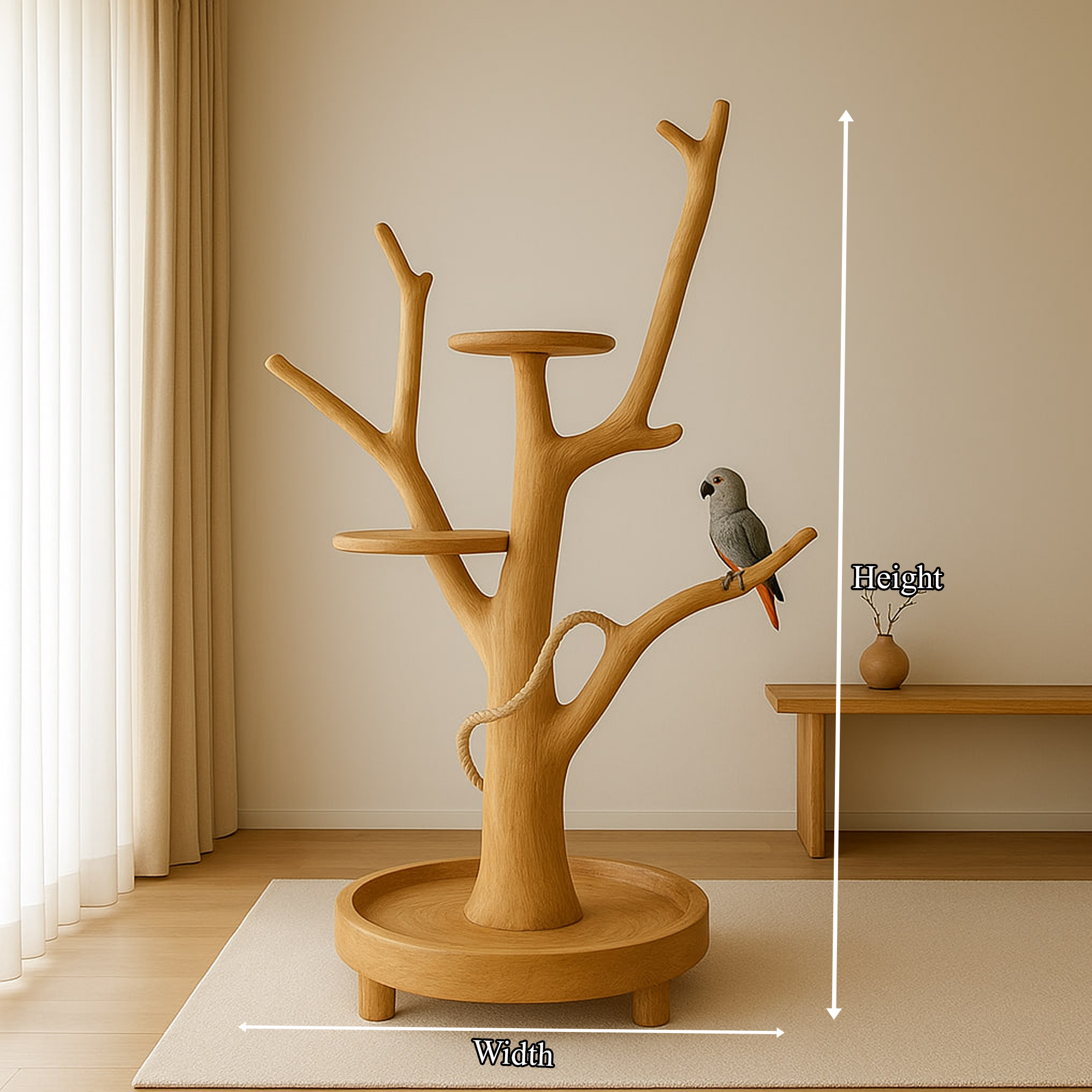 Rustic Wooden Bird Stand Perch Pet Play Furniture SINLKITT063