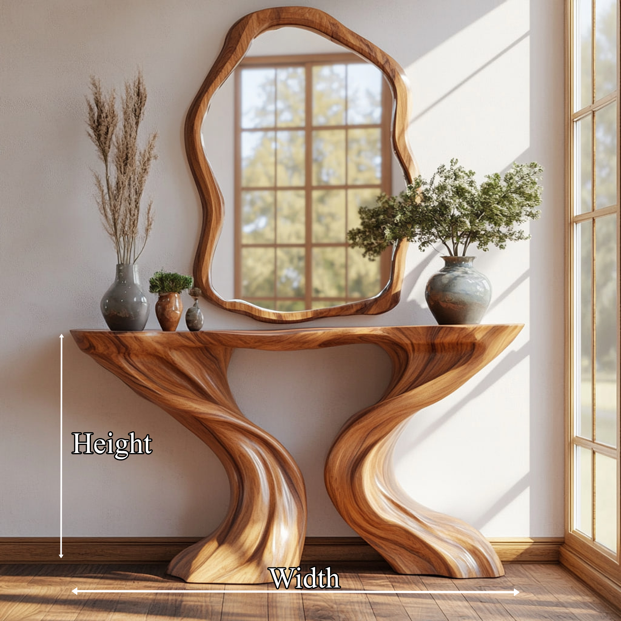 Mid Century Console Table Sculpted Wave Base Holiday Living Room SINLKICS396