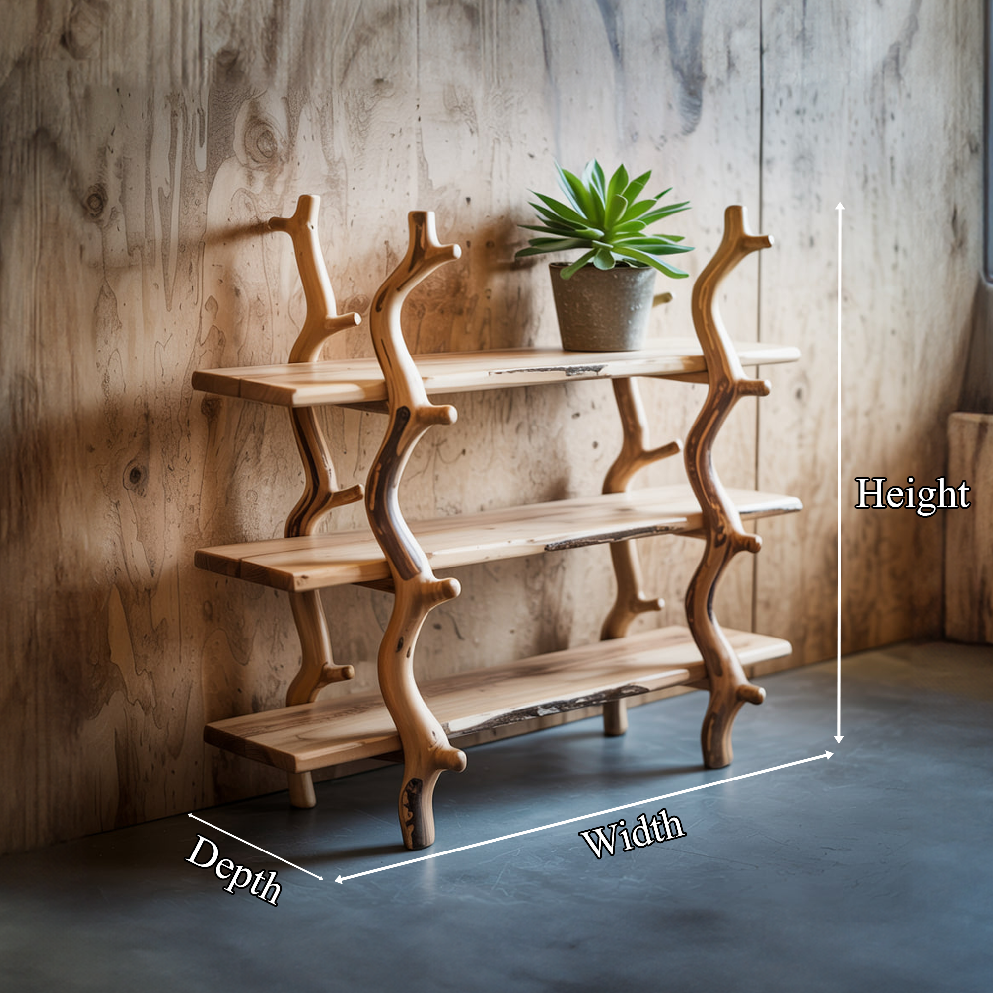 Rustic Wooden Branch Shelf Display Living Room Or Entryway SINLKISC272