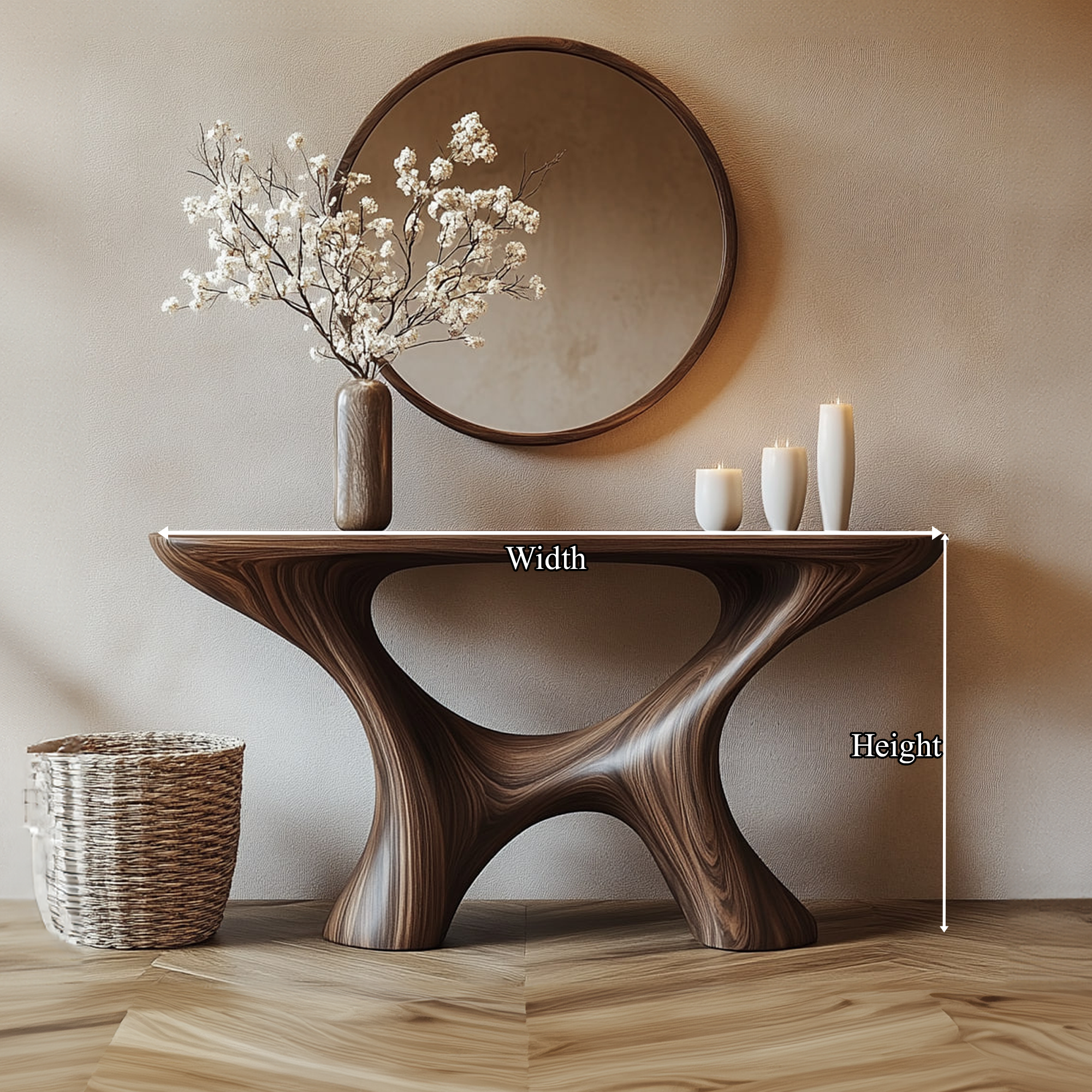 Handmade Rustic Solid Wood Console Table Artistic Organic Design For Living Room SINLKICS331