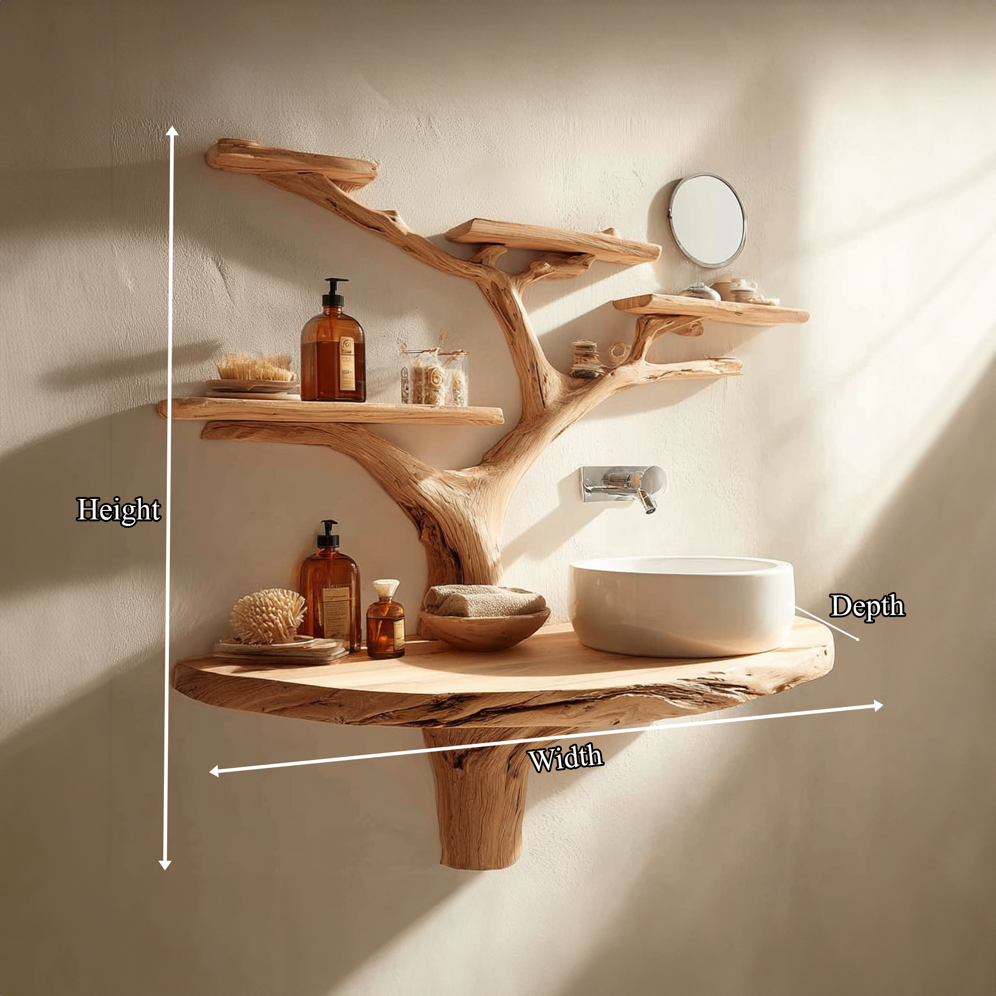 Rustic Artistic Tree Design Vanity Bathroom Or Spa Interior SINLKITBB010