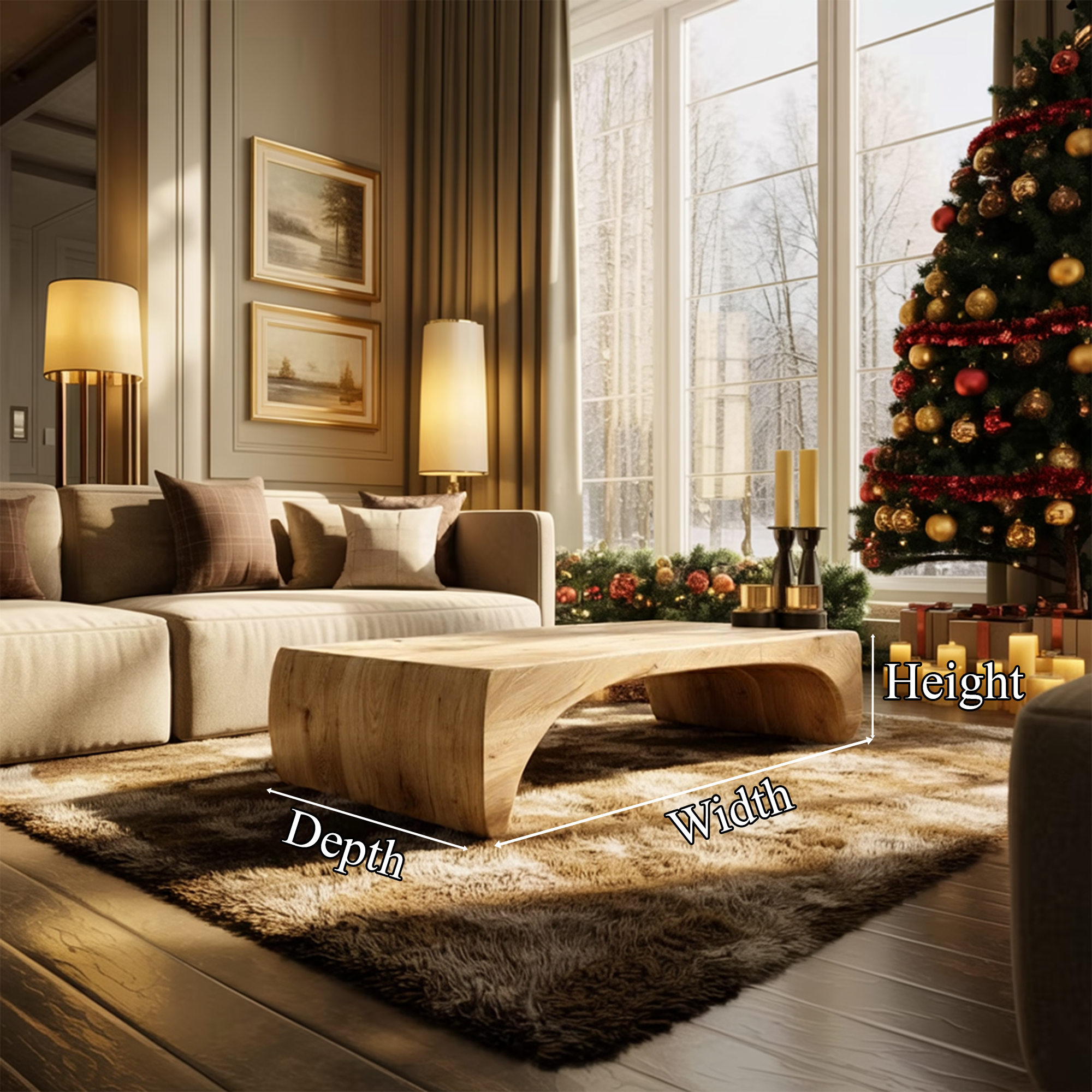 Rustic Sculptural Coffee Table Christmas Holiday Living Room SINLKICF257