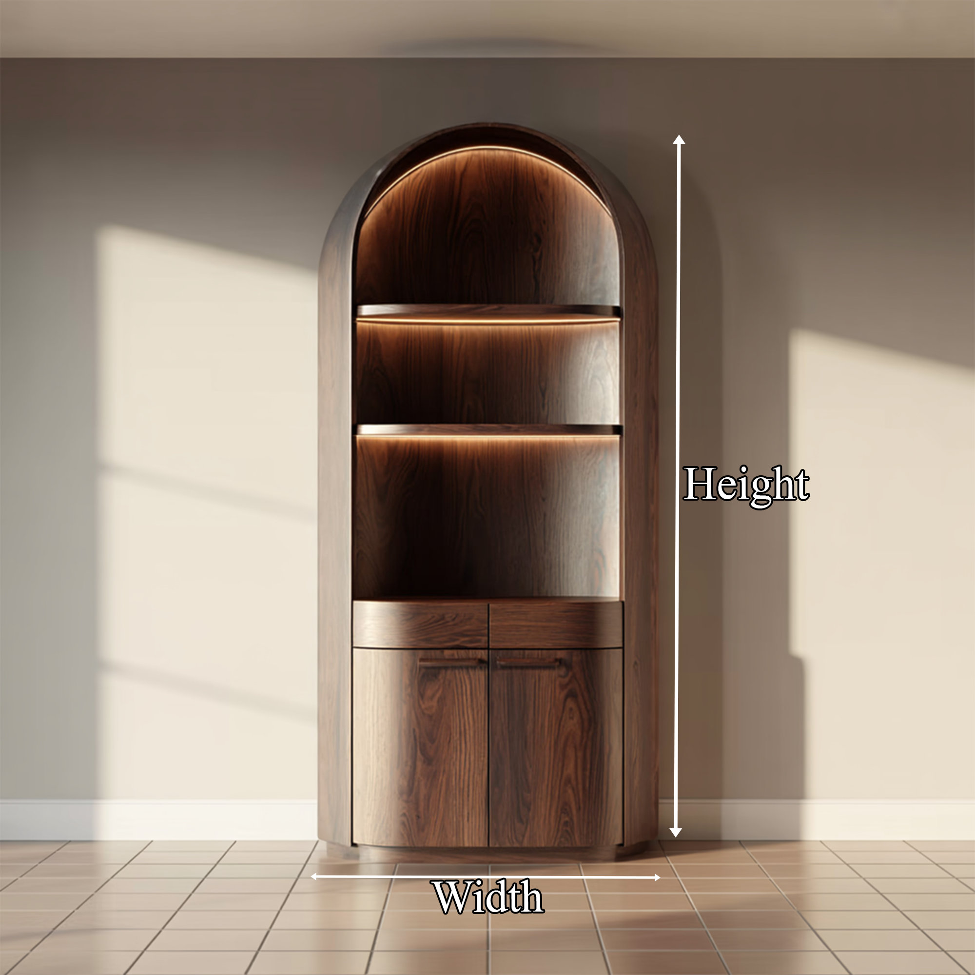 Rustic Arched Wine Cabinet Home Bar Storage SINLKISC317