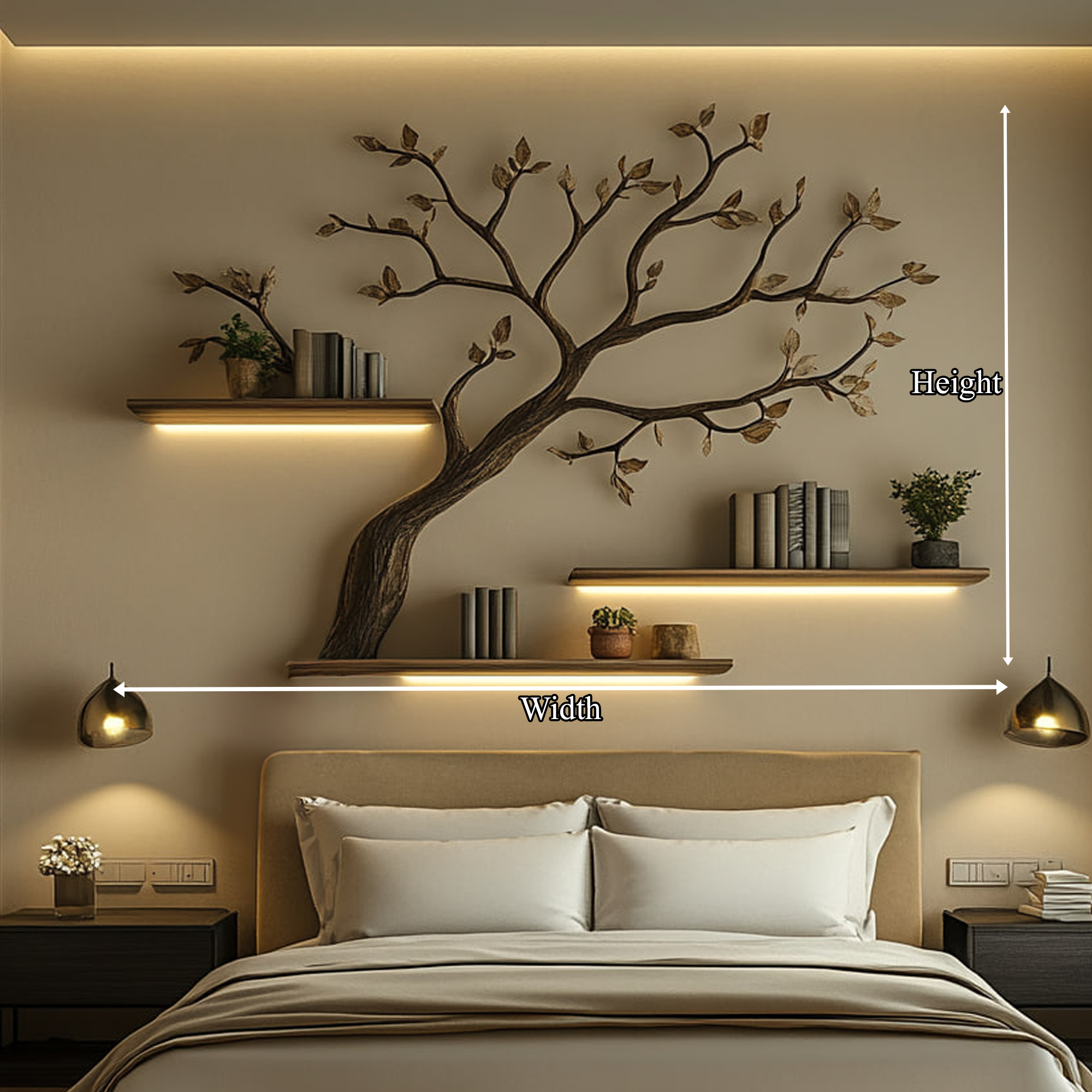 Mid Century Organic Tree Display Shelf Contemporary Bedroom SINLKITBS089