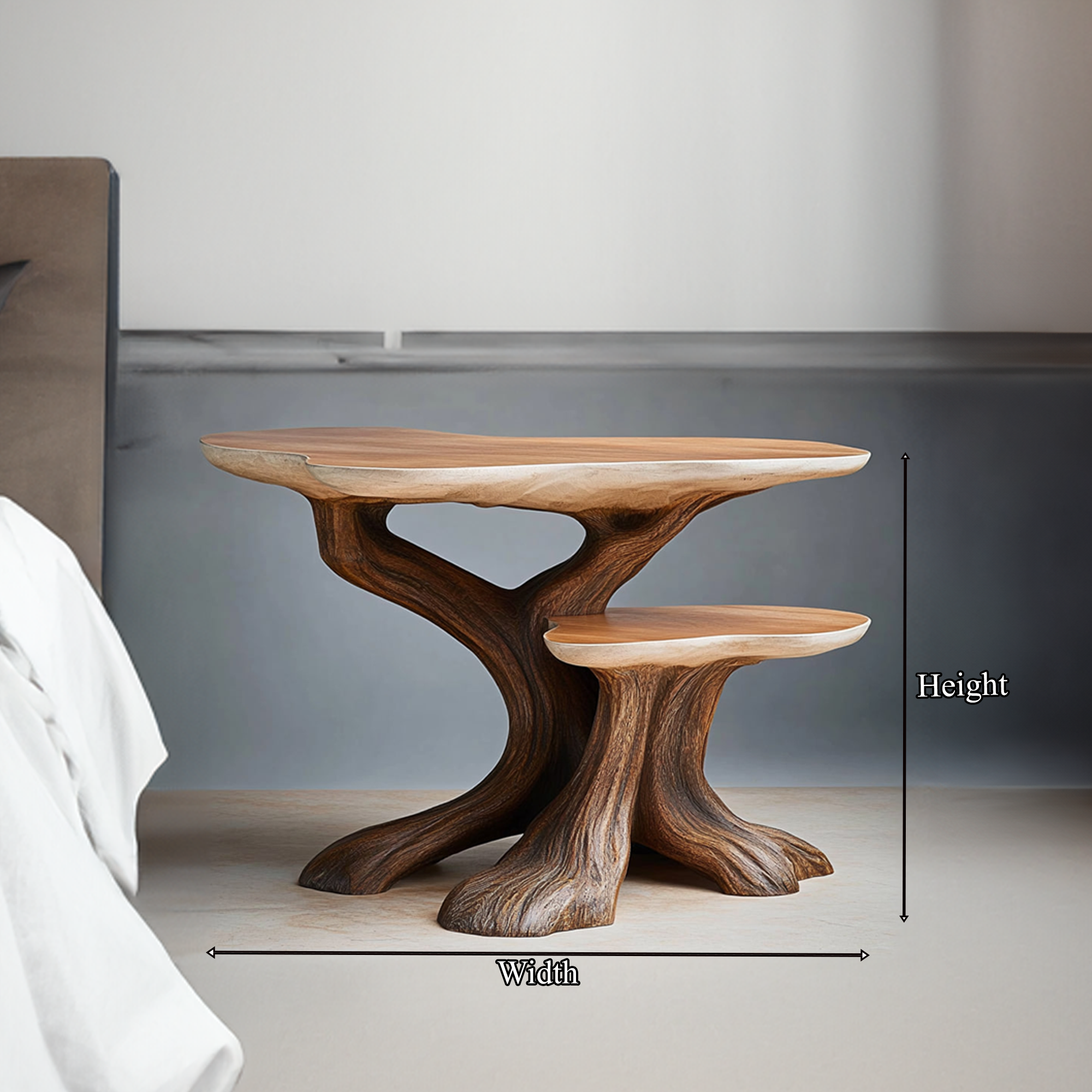 Rustic Tree Shaped Bedside Table Bedroom SINLKIBT129