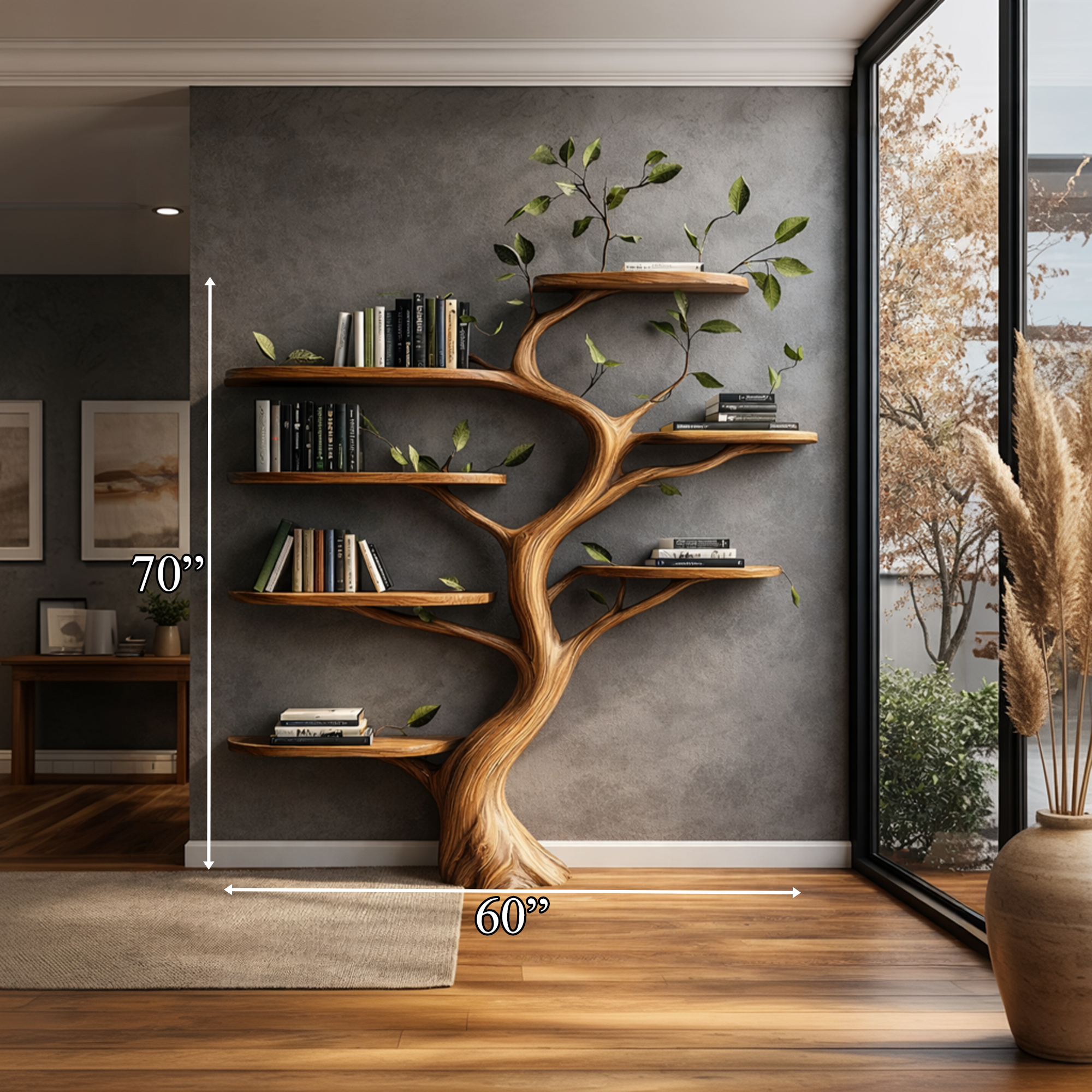 Organic Wood Tree Bookshelf Modern Living Room SINLKITB625