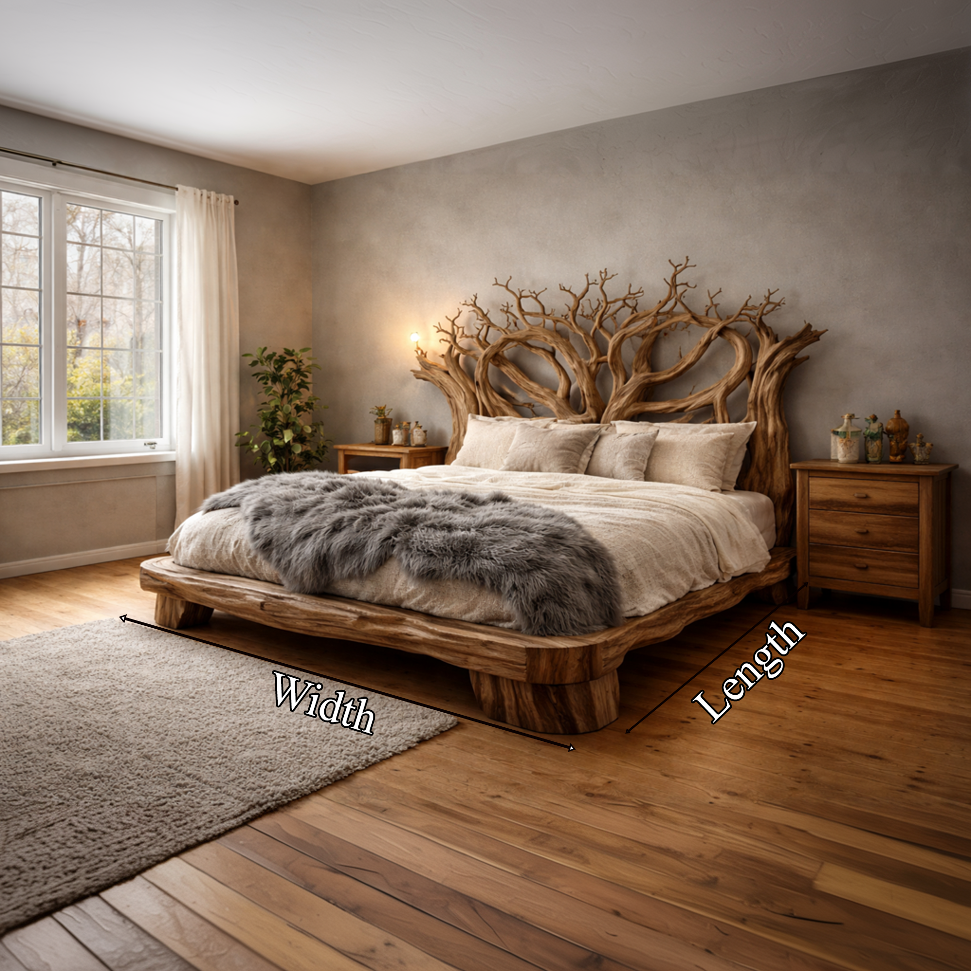 Rustic Tree Branch Shelf Sculptural Wall Art For Living Room Interior SINLKIWB090