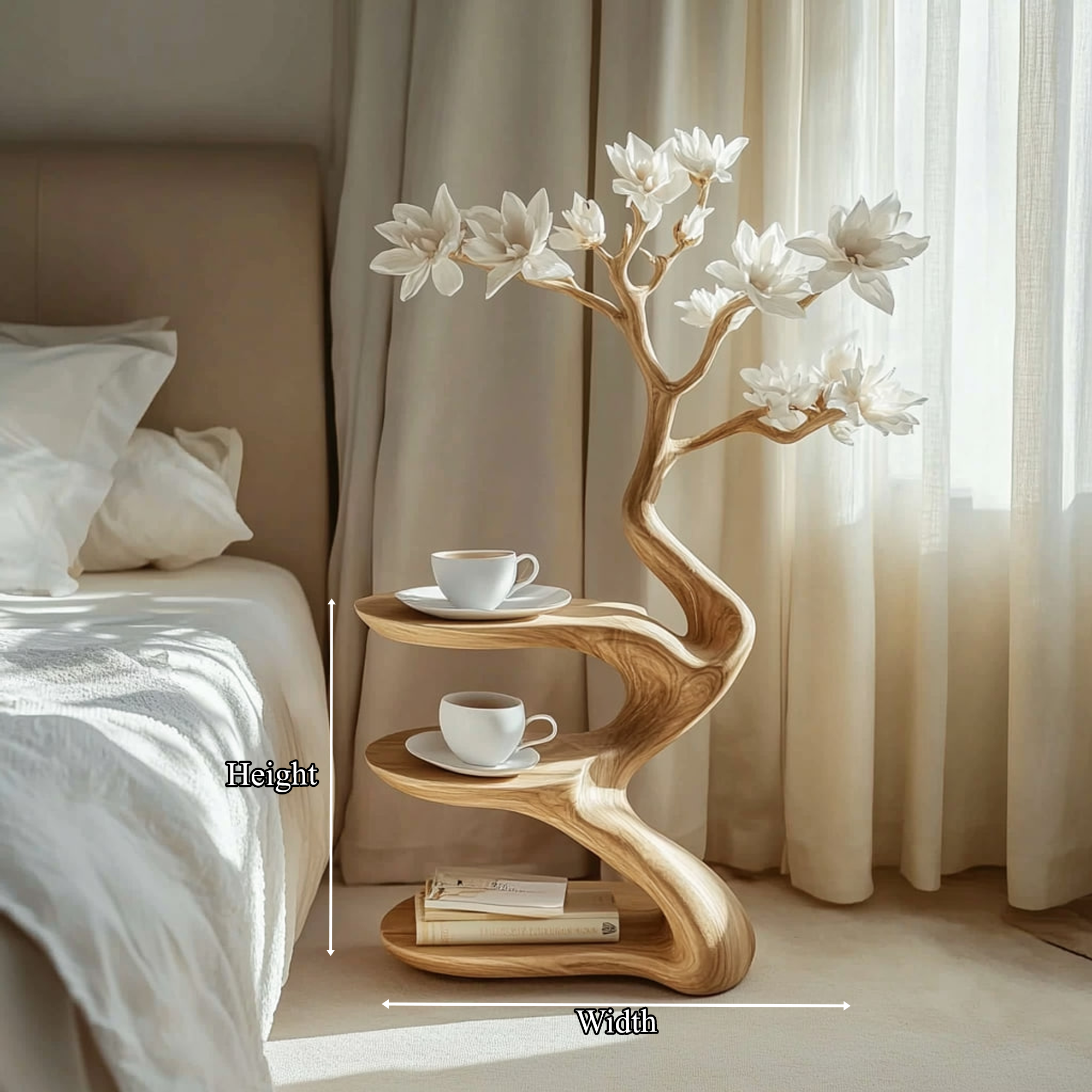 Rustic Sculptural Nightstand Bedside Table Modern Bedroom SINLKIBT148