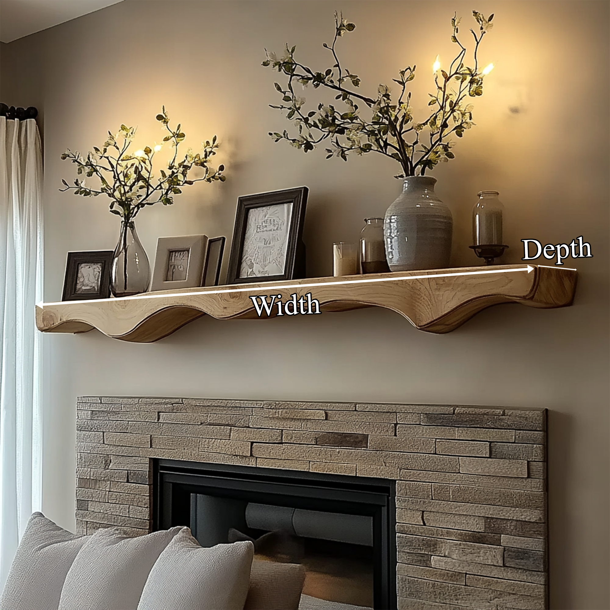 Mid Century Christmas Floating Wall Shelf Living Room Fireplace SINLKIFL340