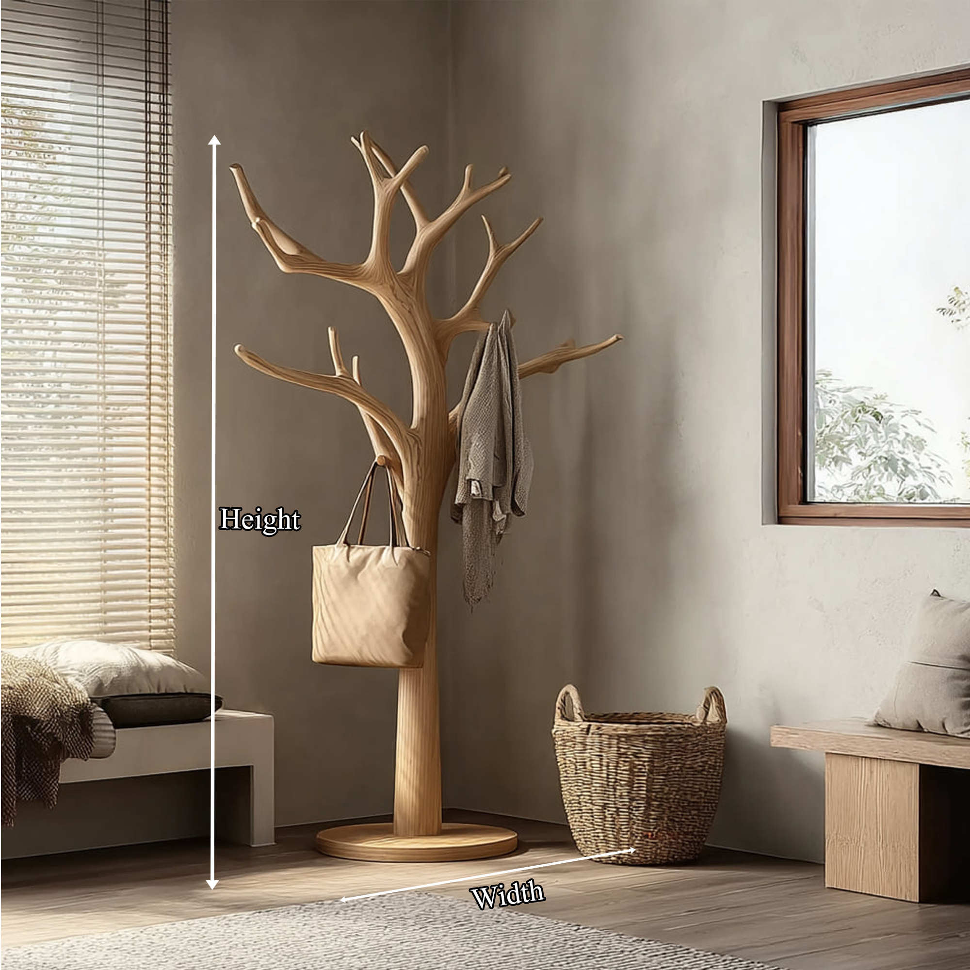 Rustic Tree Coat Stand Entryway Living Room Mudroom SINLKITCR033