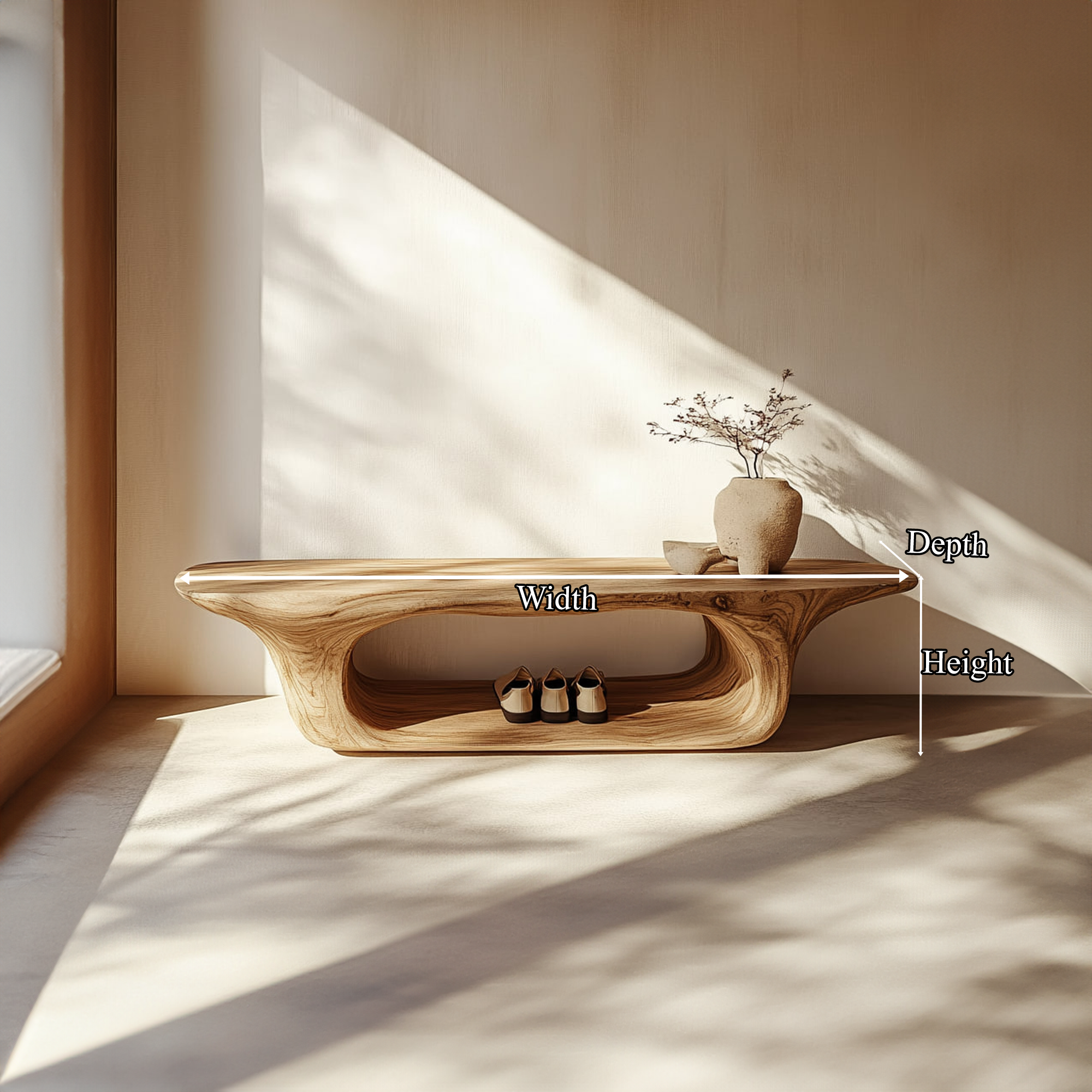 Rustic Modern Wood Shoe Rack Bench Entrance SINLKISB056