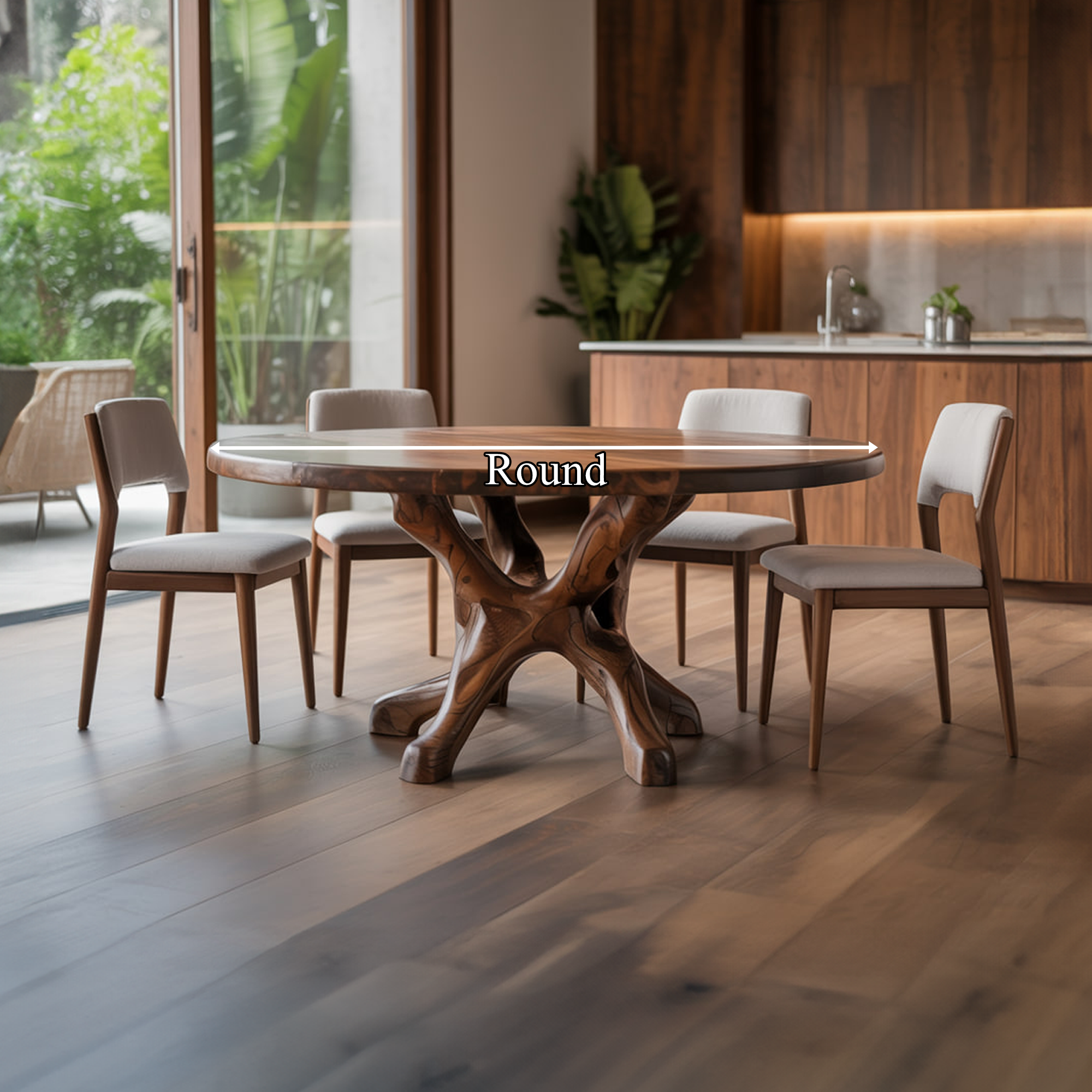 Rustic Live Edge Dining Table Root Base Kitchen SINLKIDT129