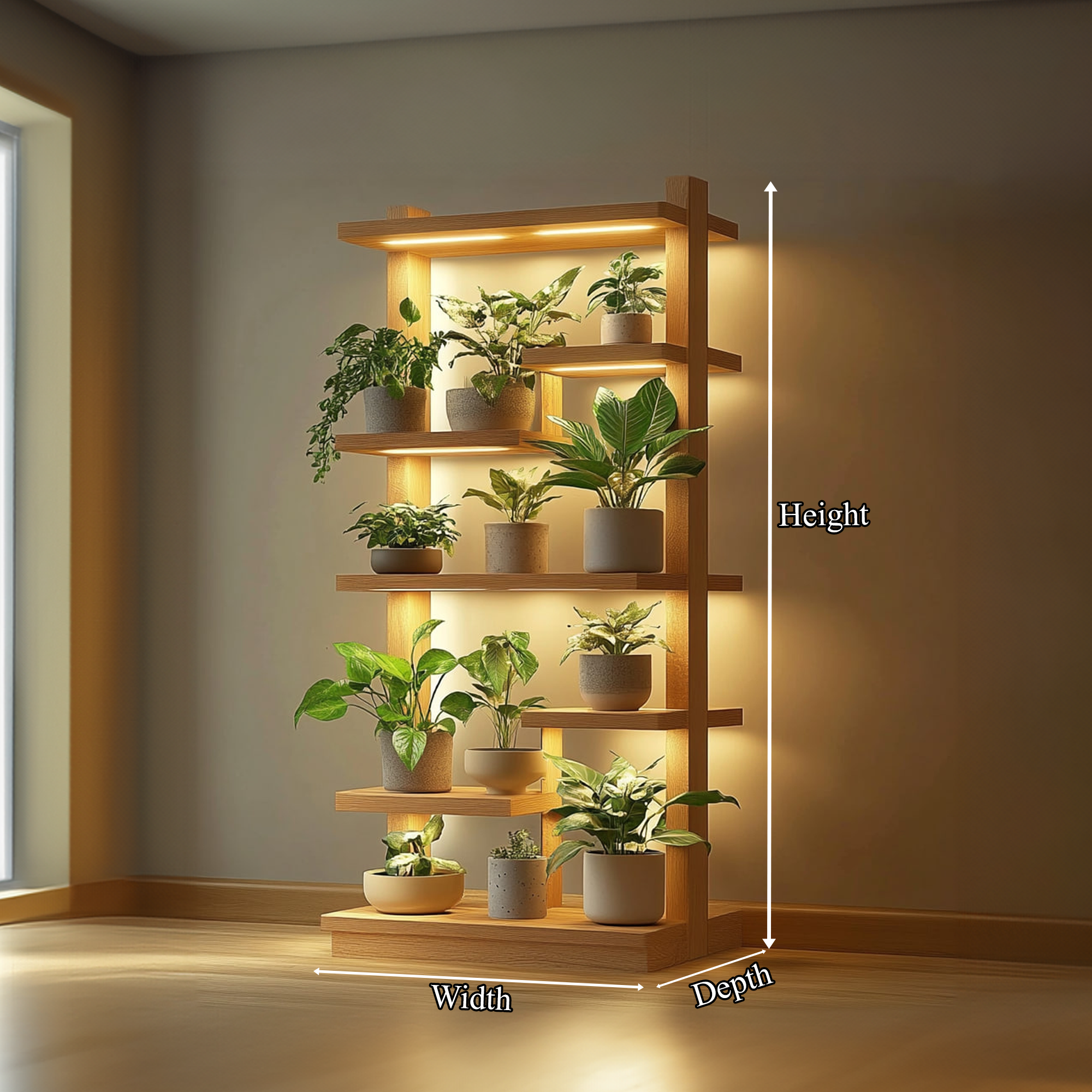 Mid Century Modern Plant Shelf Display Living Room SINLKITT082