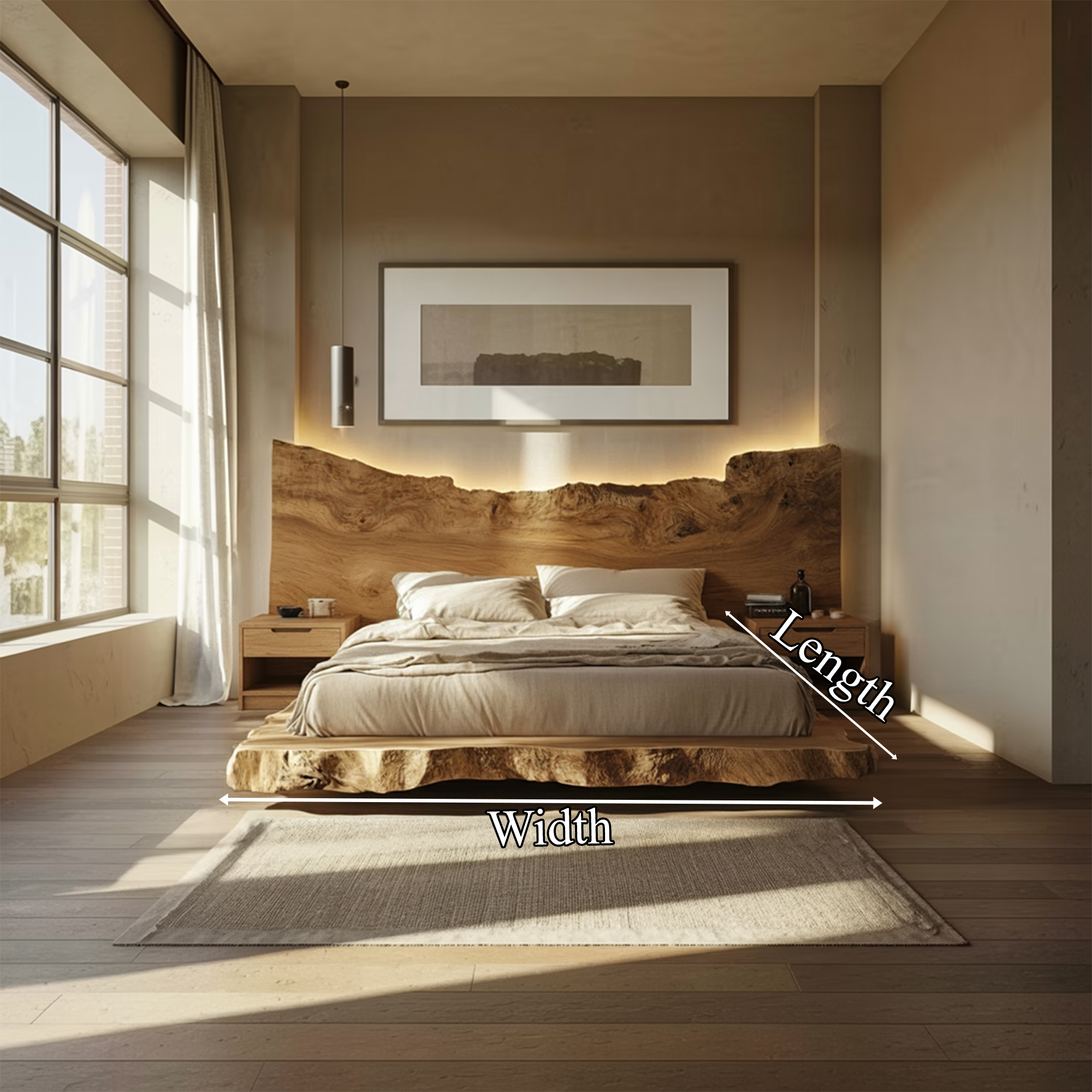 Mid Century Modern Wooden Bed Bedroom SINLKIWB078