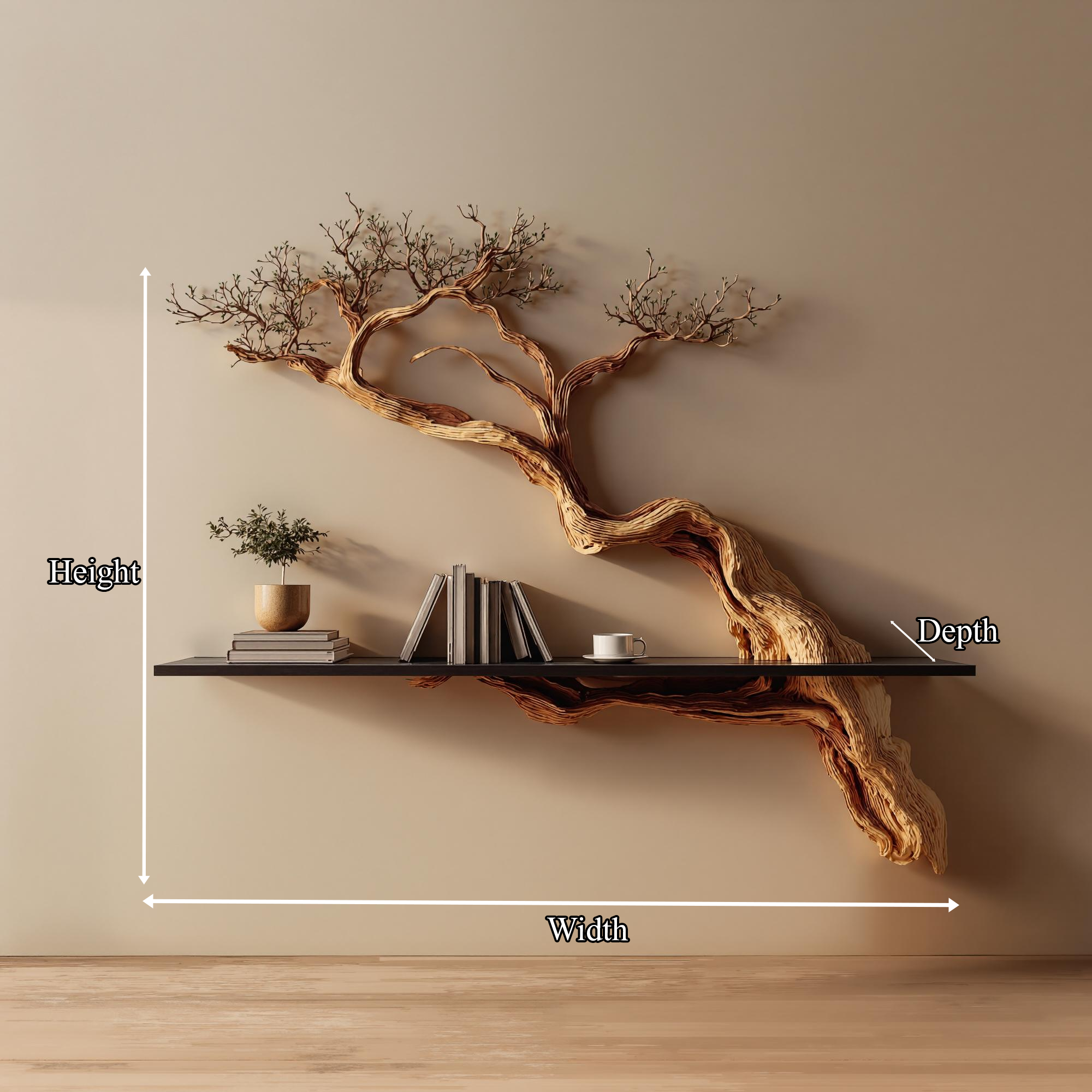 Rustic Tree Branch Shelf Handmade Living Room SINLKIFL178