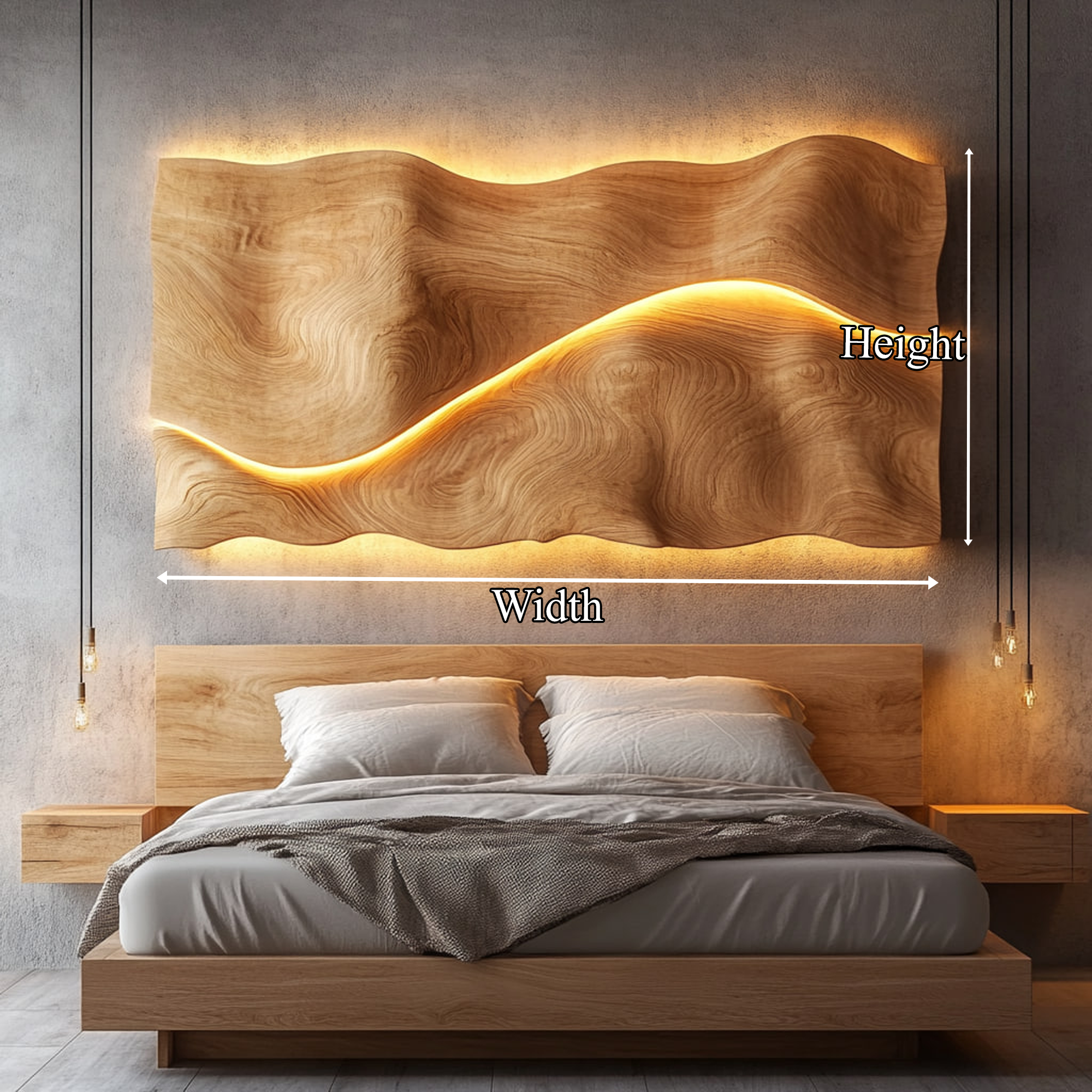 Handcrafted Wood Headboard Solid Wood Bedroom Interior SINLKIDH022