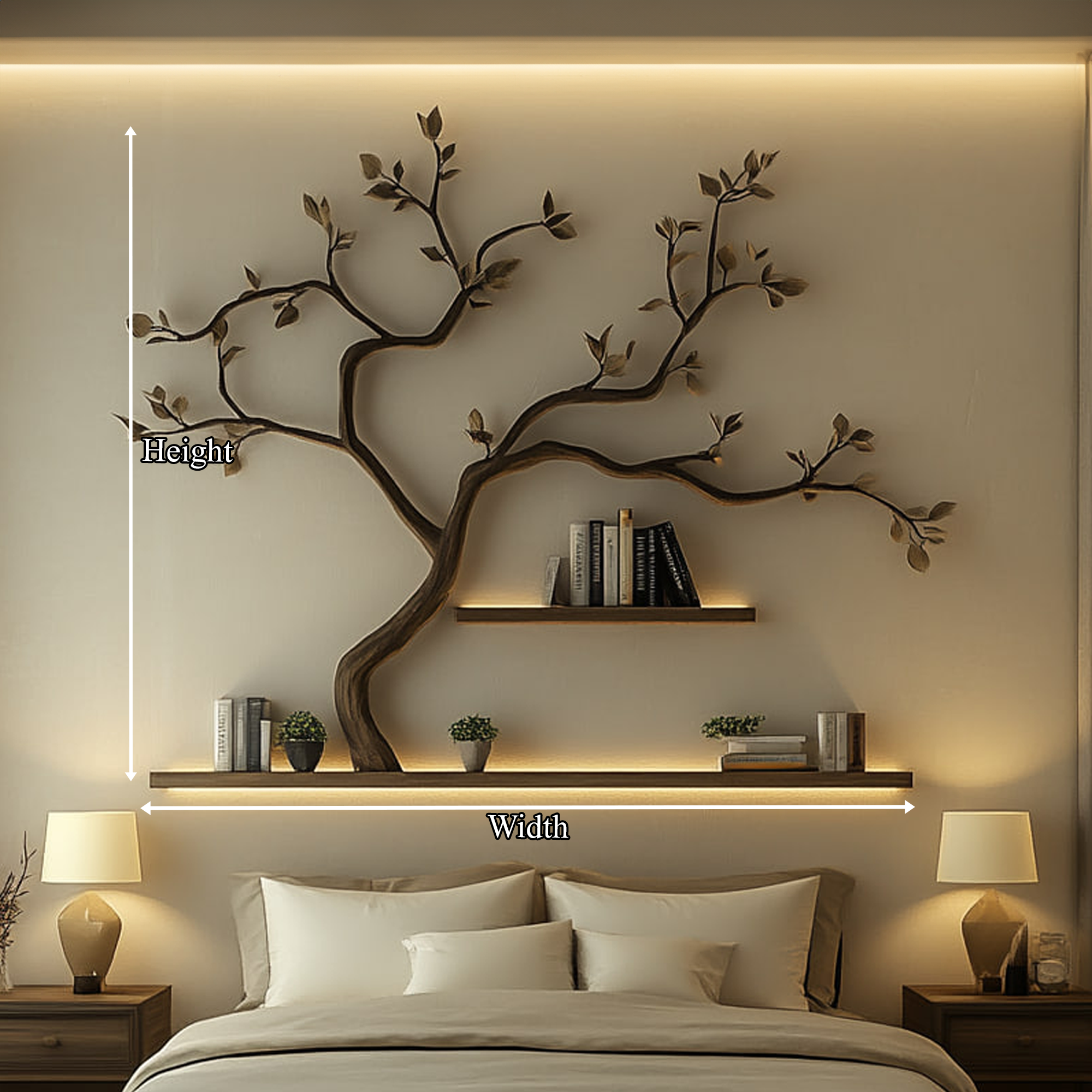 Mid Century Tree Wall Shelf Bedroom Living Room SINLKITBS082