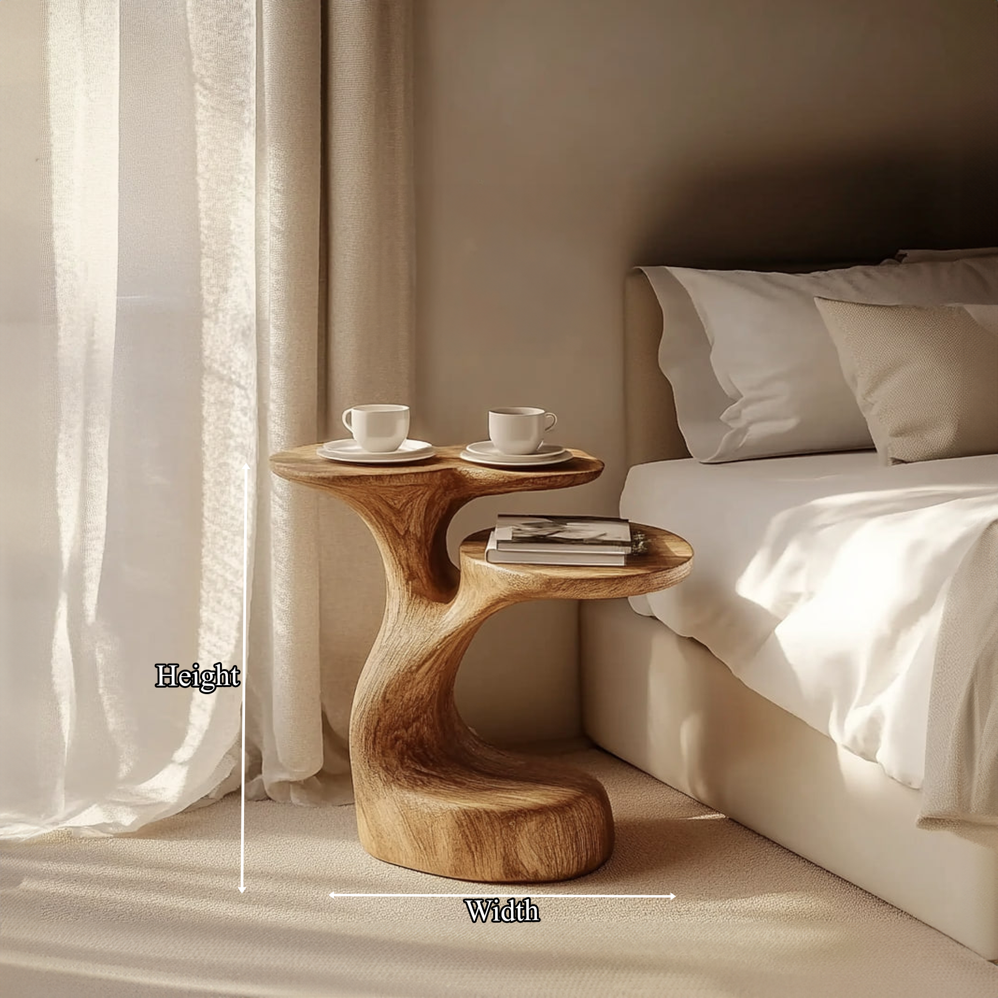 Rustic Decorative End Table Bedroom Accent SINLKIBT166