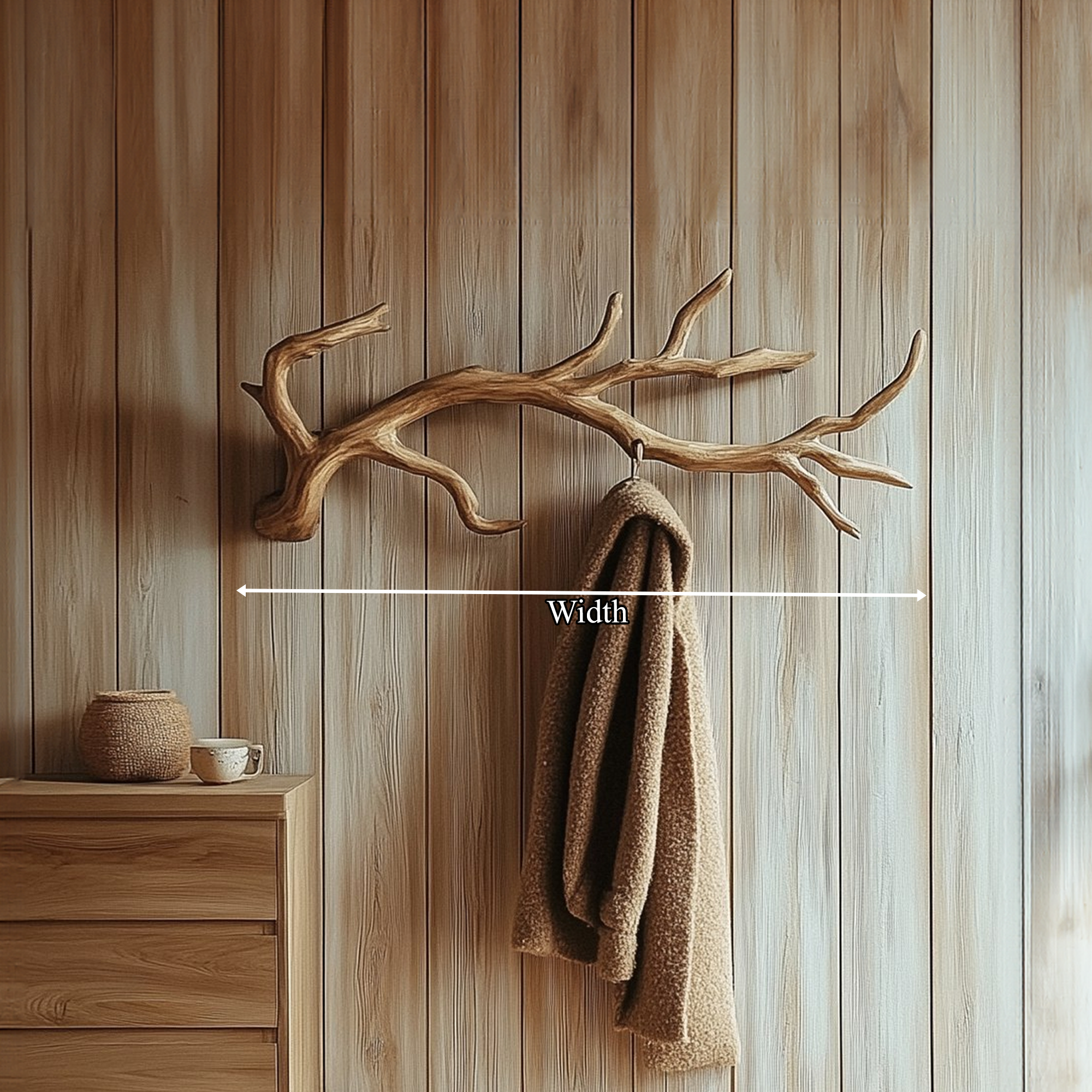 Rustic Branch Wall Hook Solid Wood Entryway Decor SINLKITCR067