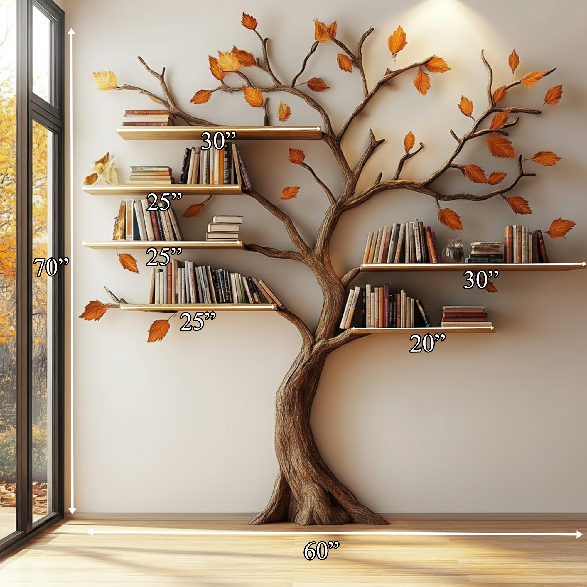Rustic Tree Bookshelf Nature Inspired Living Space SINLKITB557