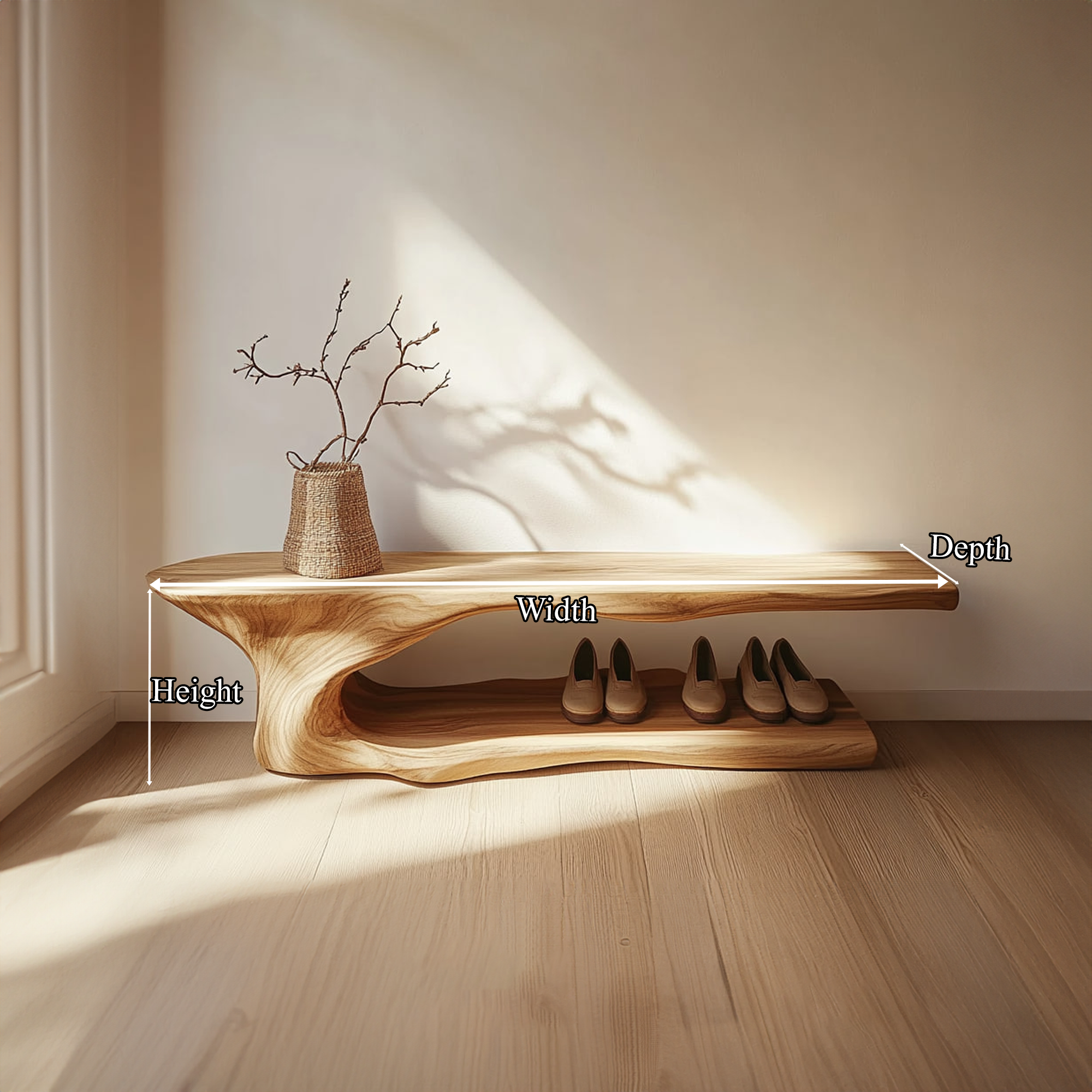 Rustic Solid Timber Shoe Rack Bench Mudroom SINLKISB052