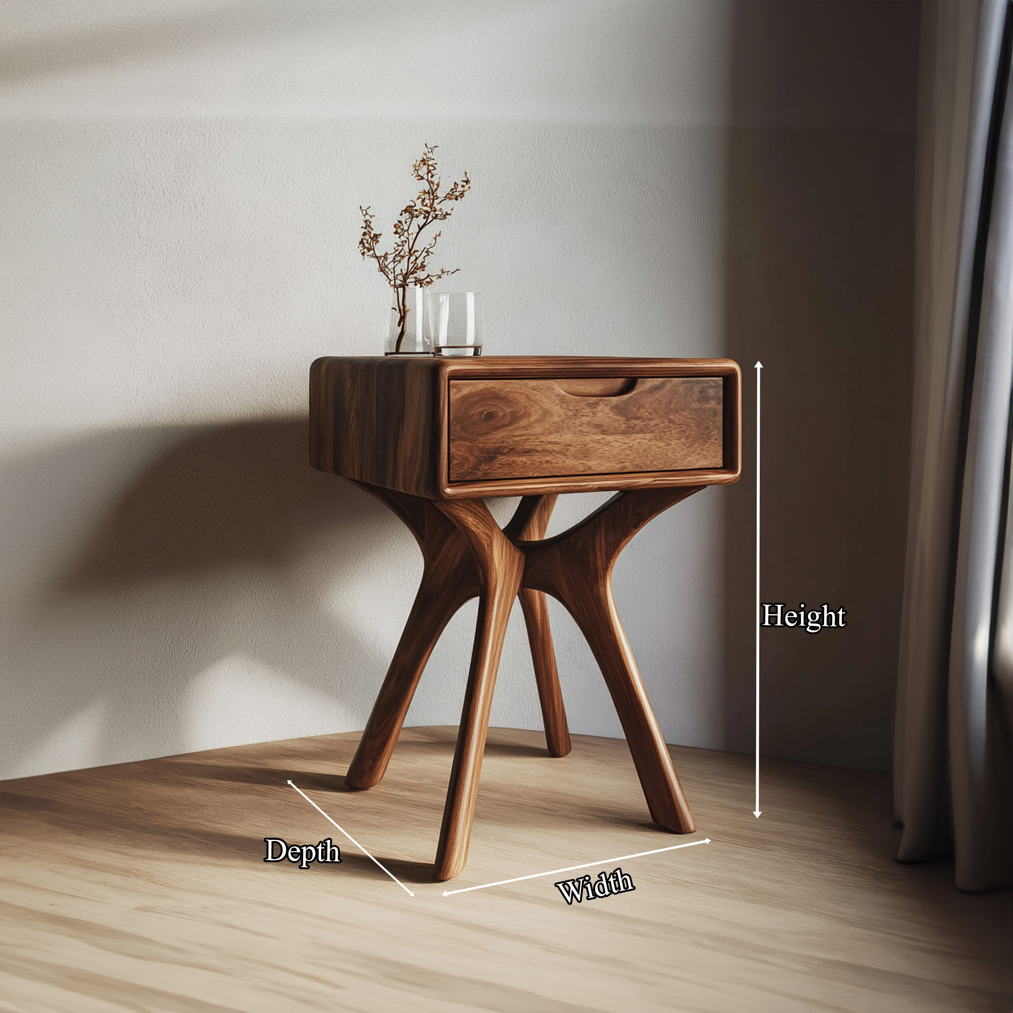 Organic Modern Sculptural Side Table Bedroom Or Living Room SINLKICC019