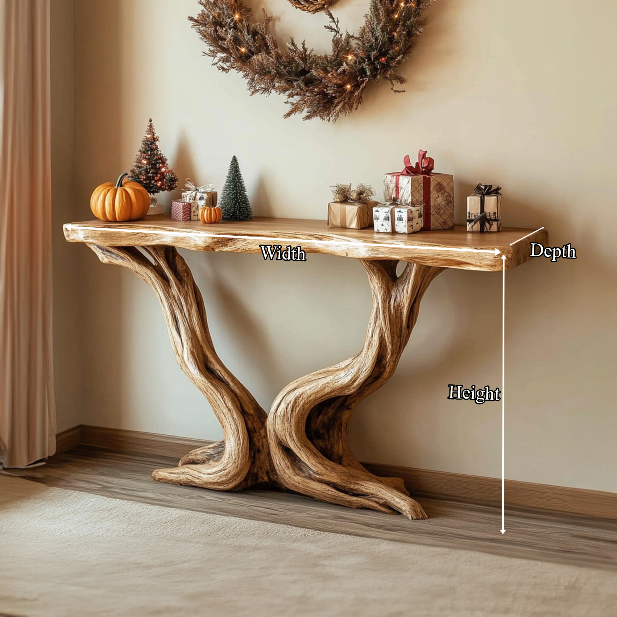 Midcentury Entry Table Organic Carved Legs Cozy Corner SINLKICS325