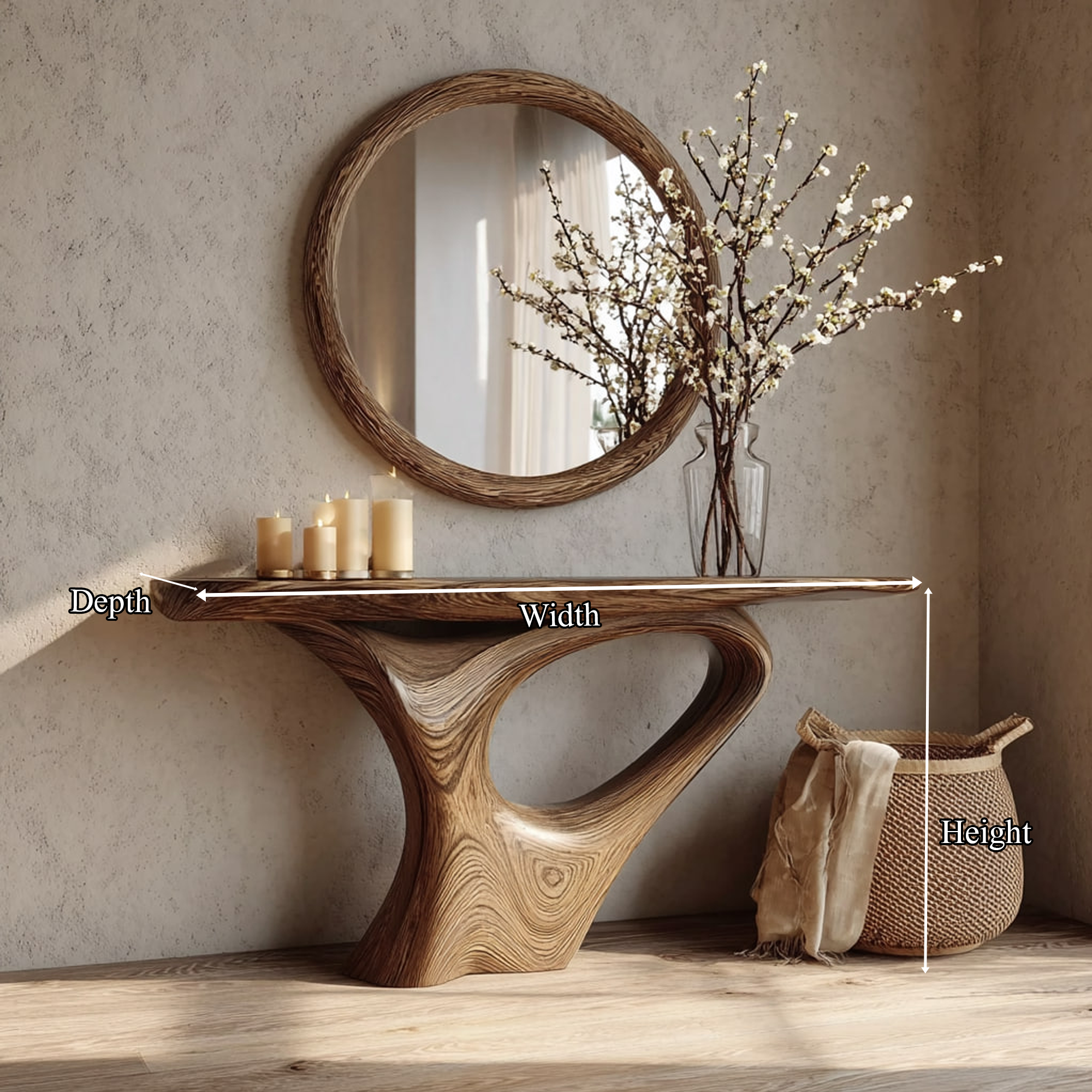 Mid Century Organic Console Table Living Room Or Entryway SINLKICS279