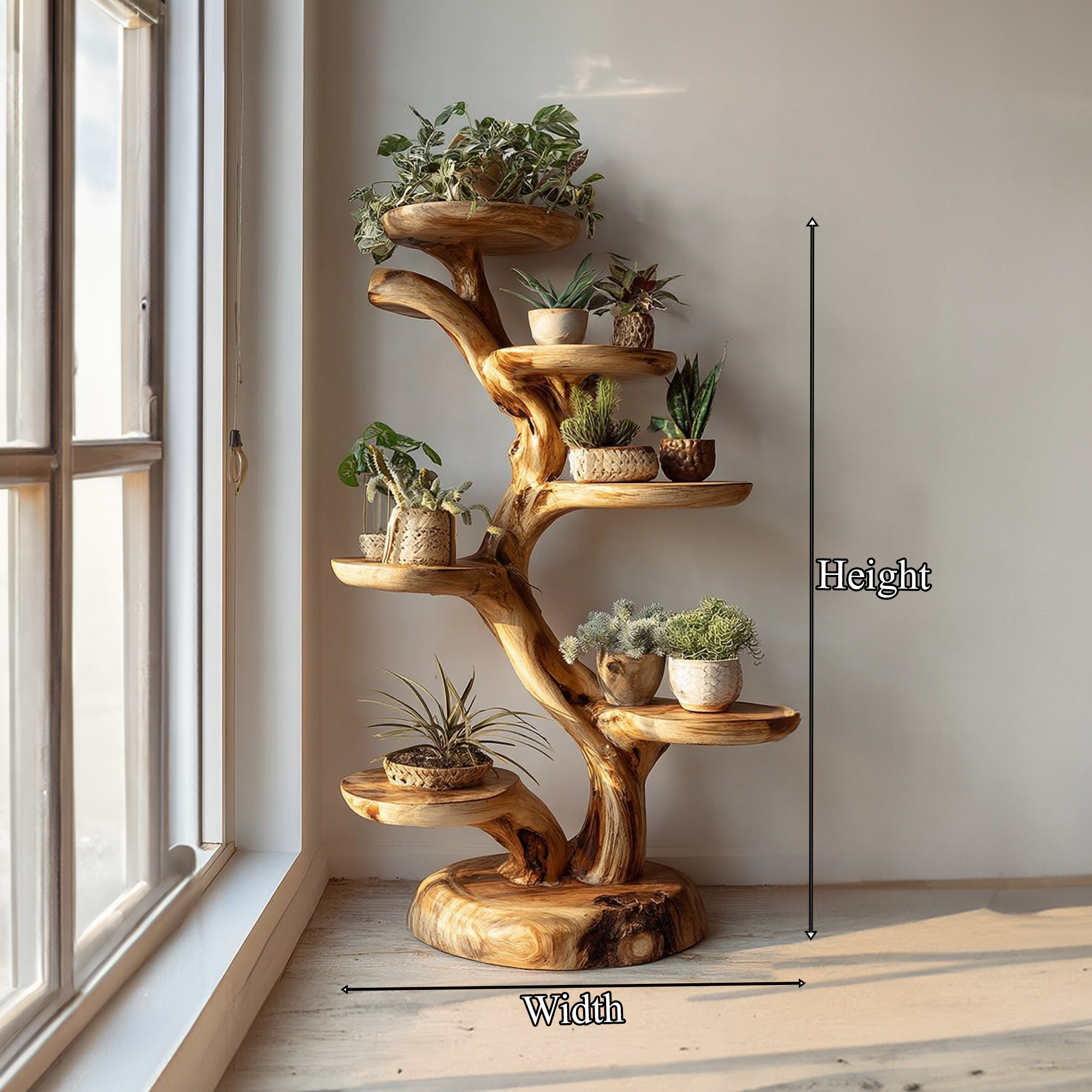 Rustic Tree Plant Stand Botanical Living Room SINLKITT080