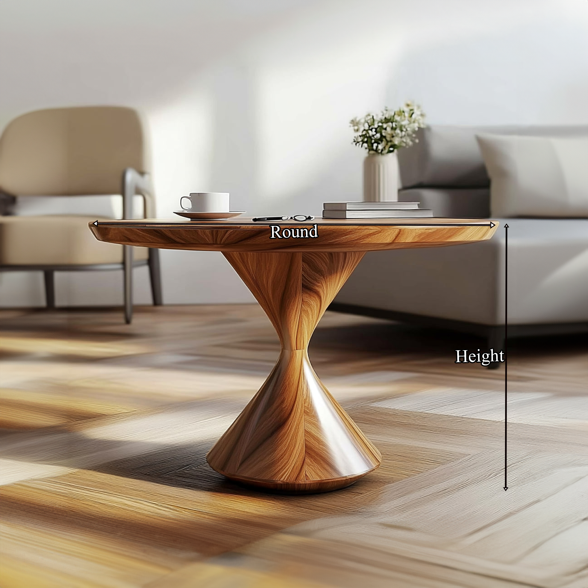 Mid Century Hourglass Coffee Table Living Room Office Room SINLKICF206