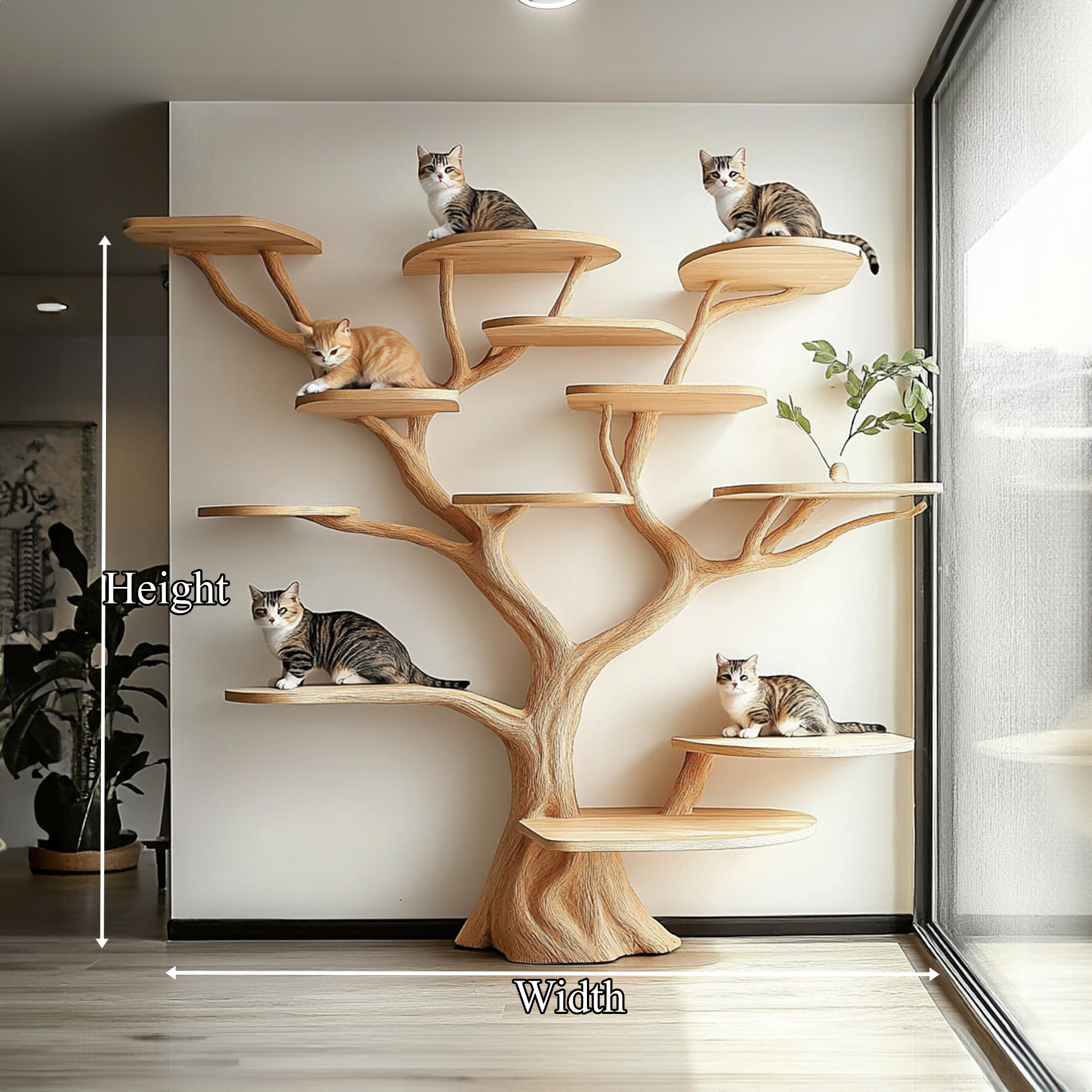 Artistic Cat Tree Sculptural Multi-Tier Climbing Shelf For Modern Living Room SINLKITT091