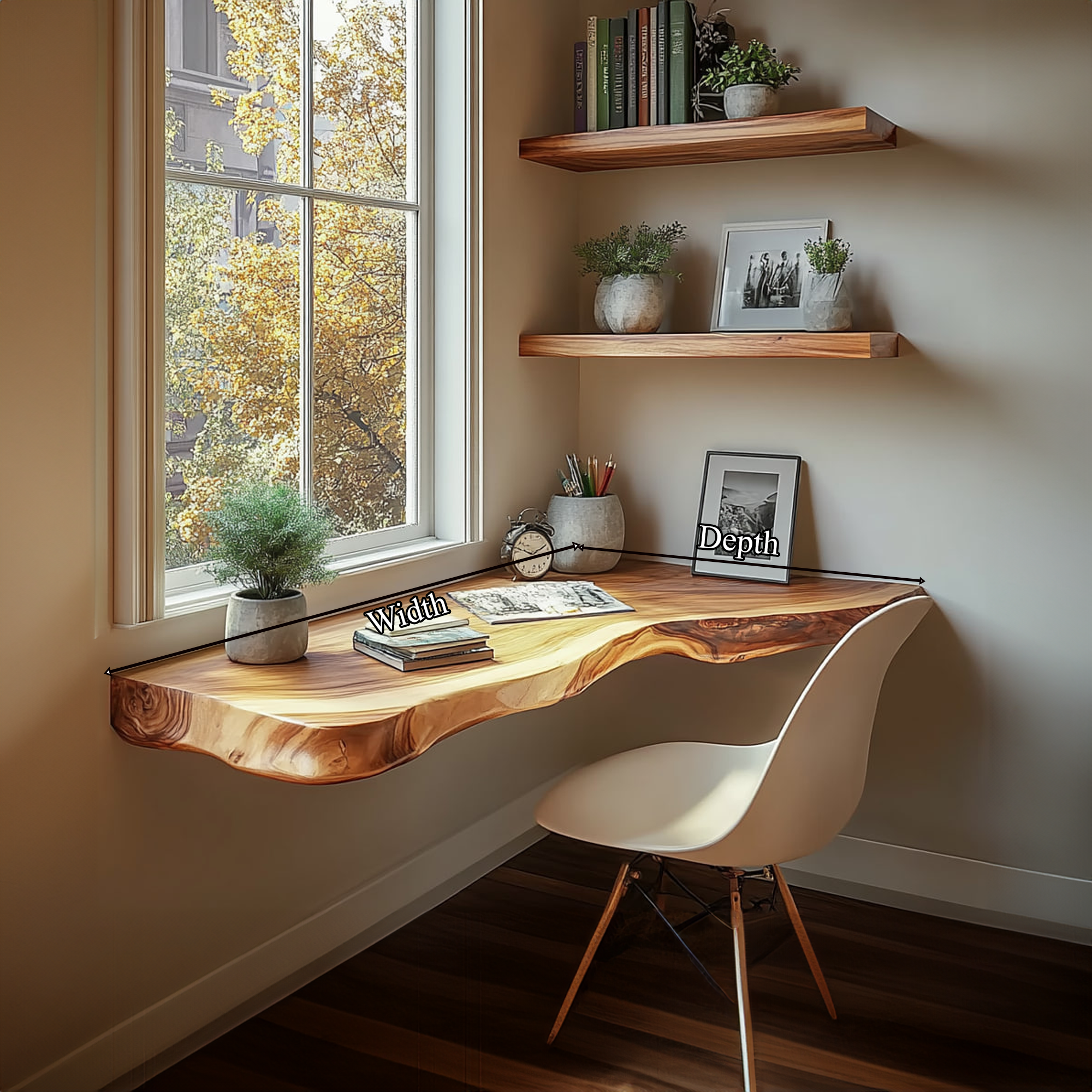 Rustic Floating Desk Shelf Bedroom Study Office SINLKIFL210