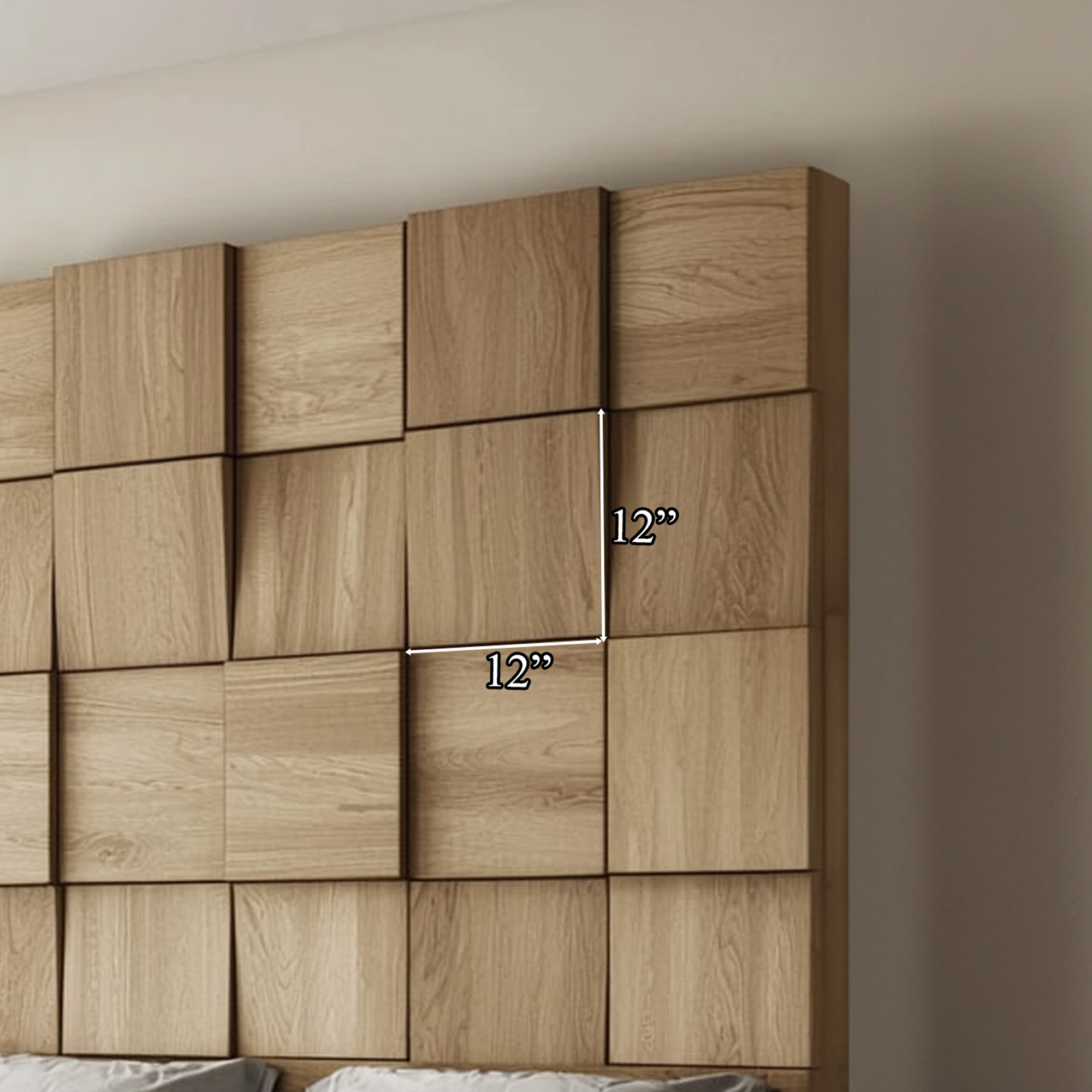 Rustic Organic Wooden Panel Headboard Solid Wood Bedroom Interior Architectural Wall Feature SINLKIDH008D