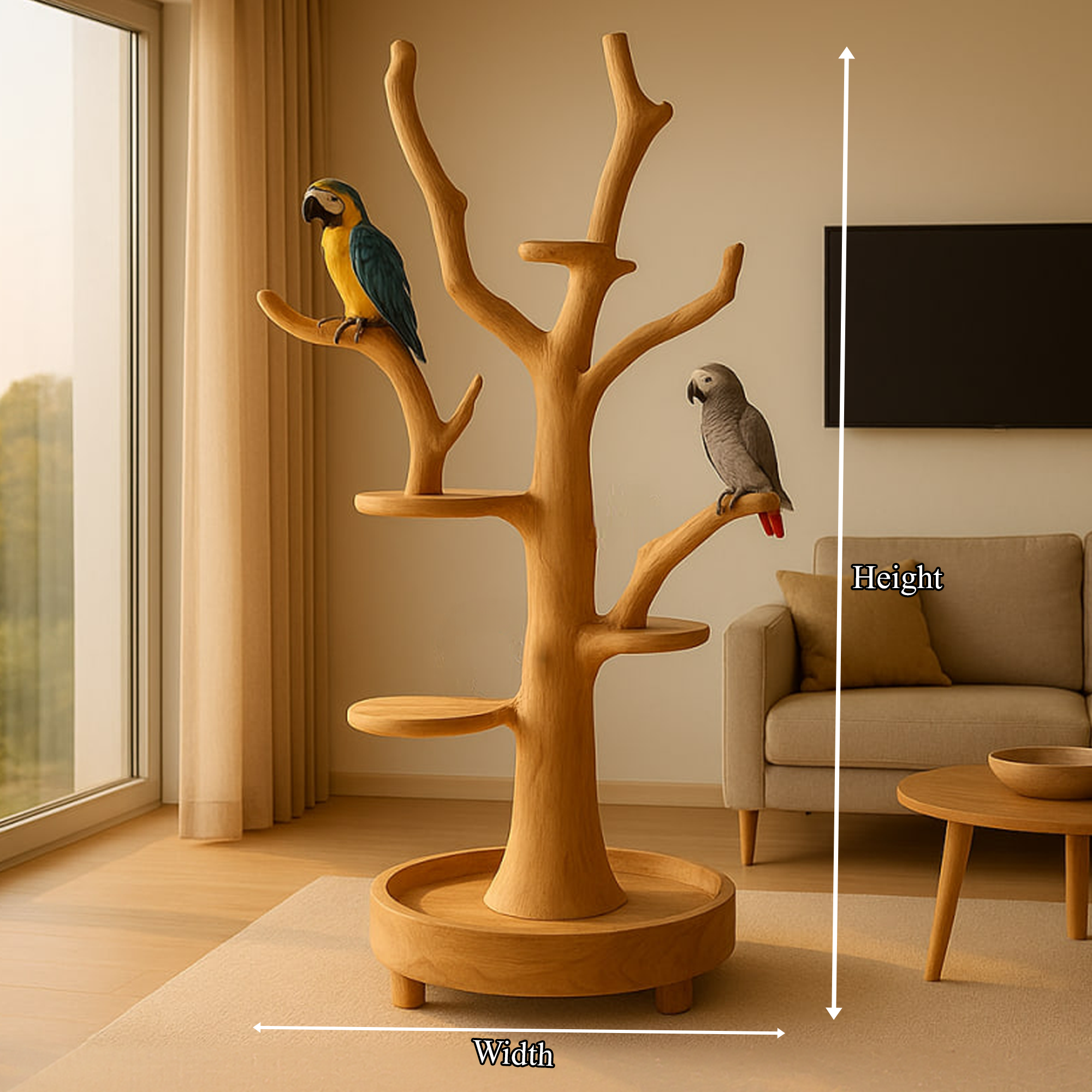 Rustic Wooden Parrot Tree Stand Living room SINLKITT065