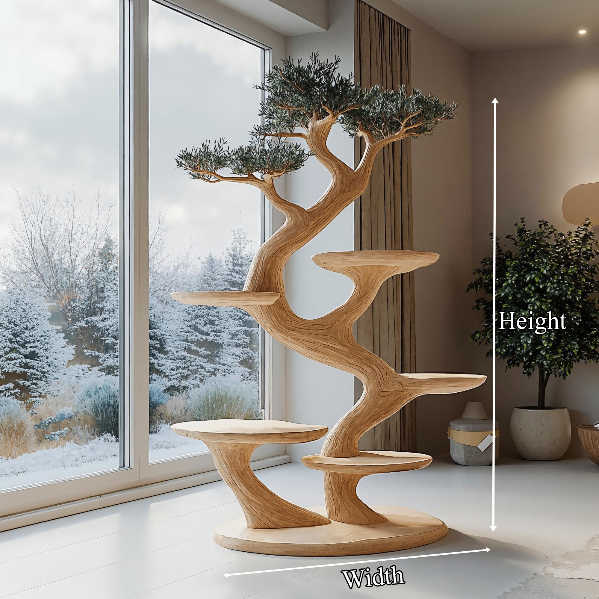 Rustic Cat Tree Sculptural Cat Shelf Tower For Modern Living Room SINLKITT089