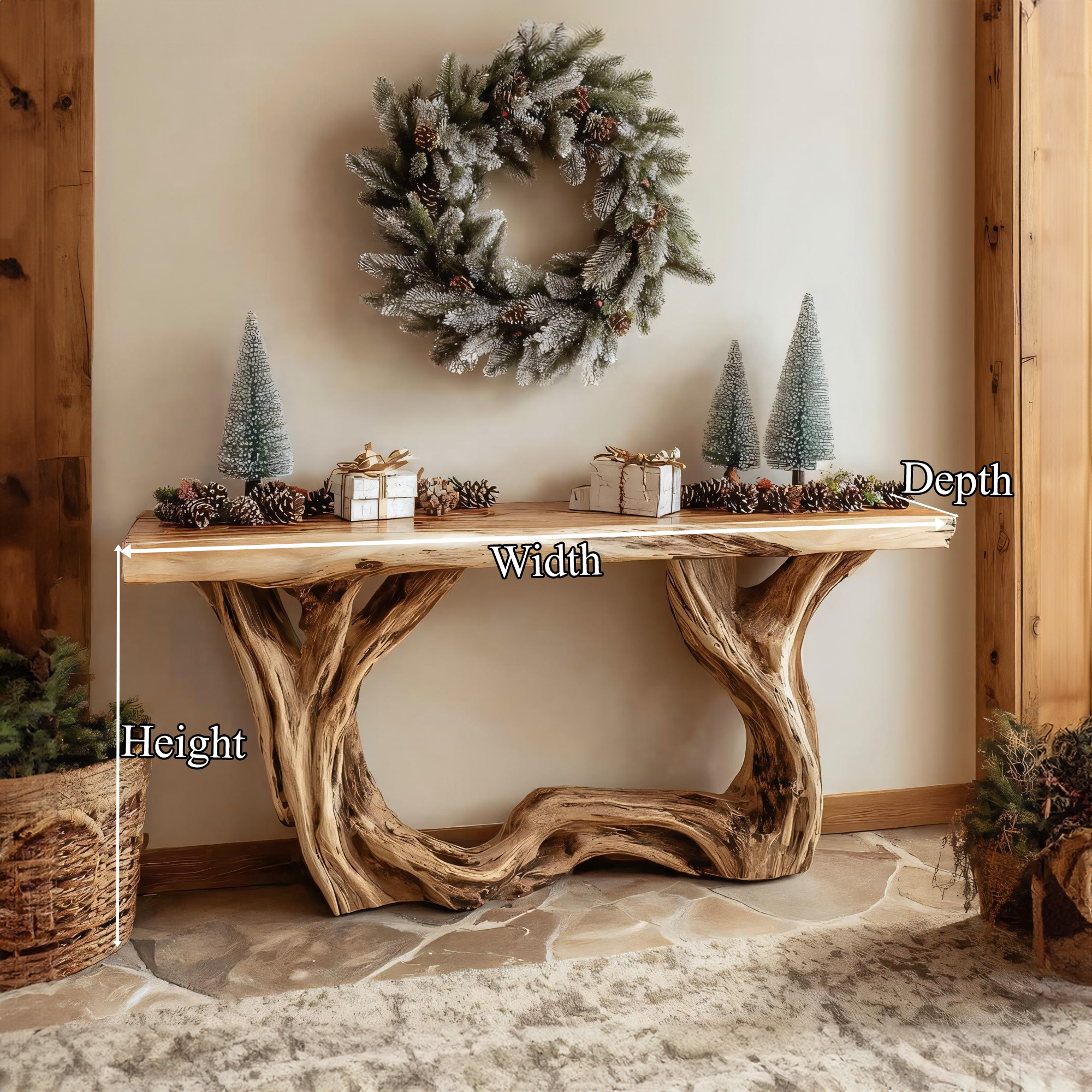 Rustic Live Edge Console Table Christmas Holiday Style SINLKICS362