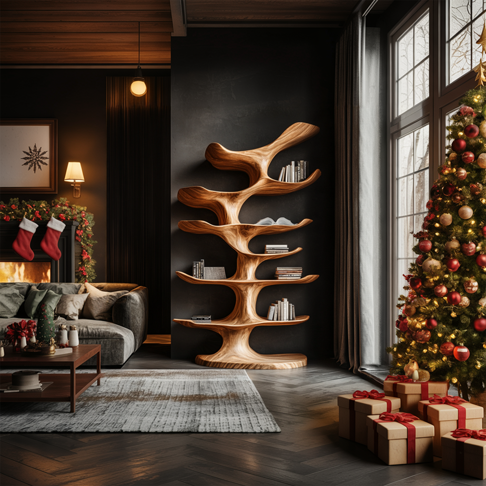 Organic Modern Sculptural Bookshelf Living Room Or Bedroom SINLKITB588