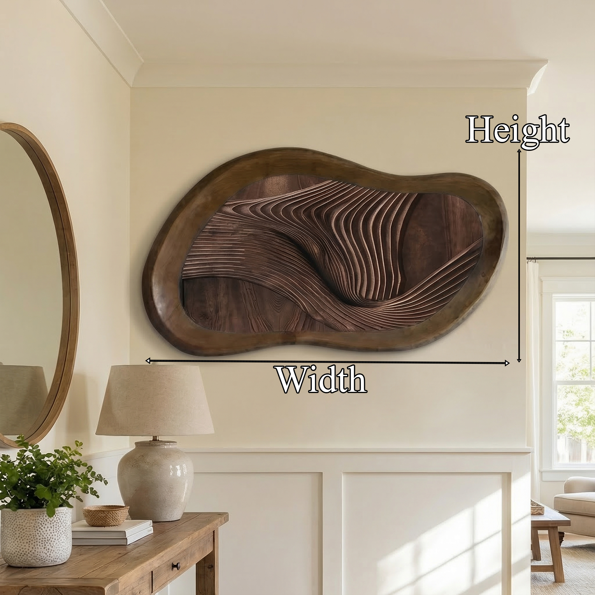 Midcentury Organic Wood Sculpture Wall Decor Living Room And Bedroom SINLKIWD048